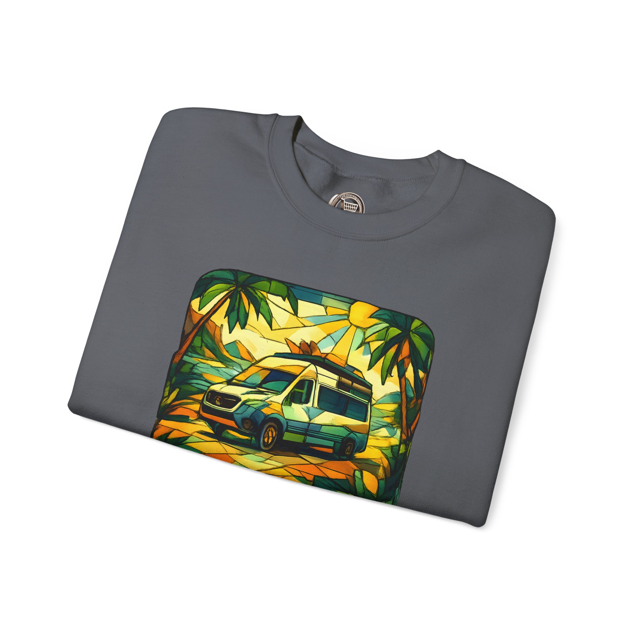 Unisex Heavy Blend™ Crewneck Sweatshirt — "Exploration In Every Angle" Design Cubic-Line