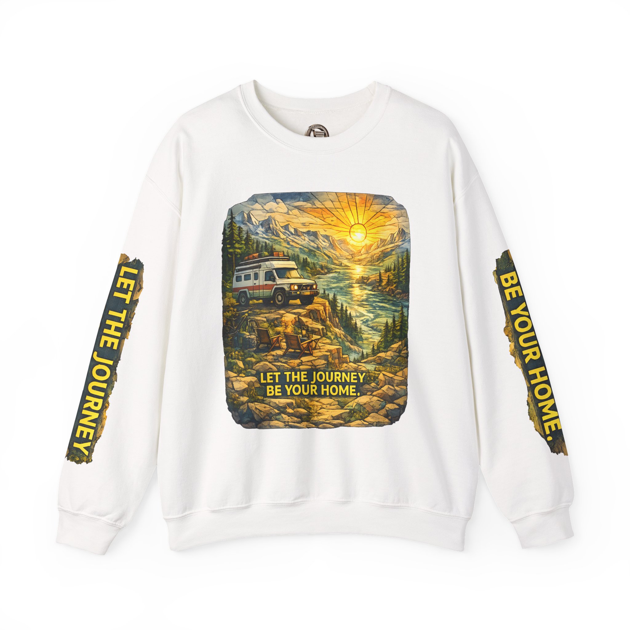 1765239390679988367_2048.jpeg Unisex Heavy Blend™ Crewneck Sweatshirt — "Let The Journey Be Your Home" Design Cubic-Line