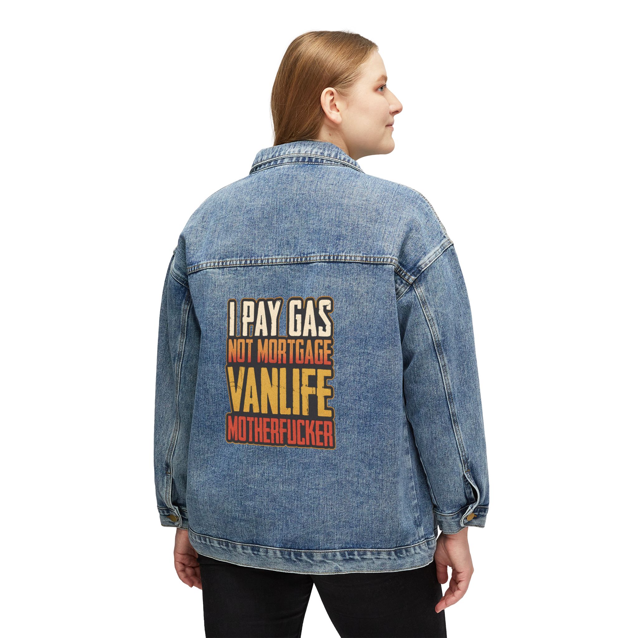 17654297633644745576_2048-1.jpeg Women's Denim Jacket — "I Pay Gas Not Mortgage" Design F**K-Line