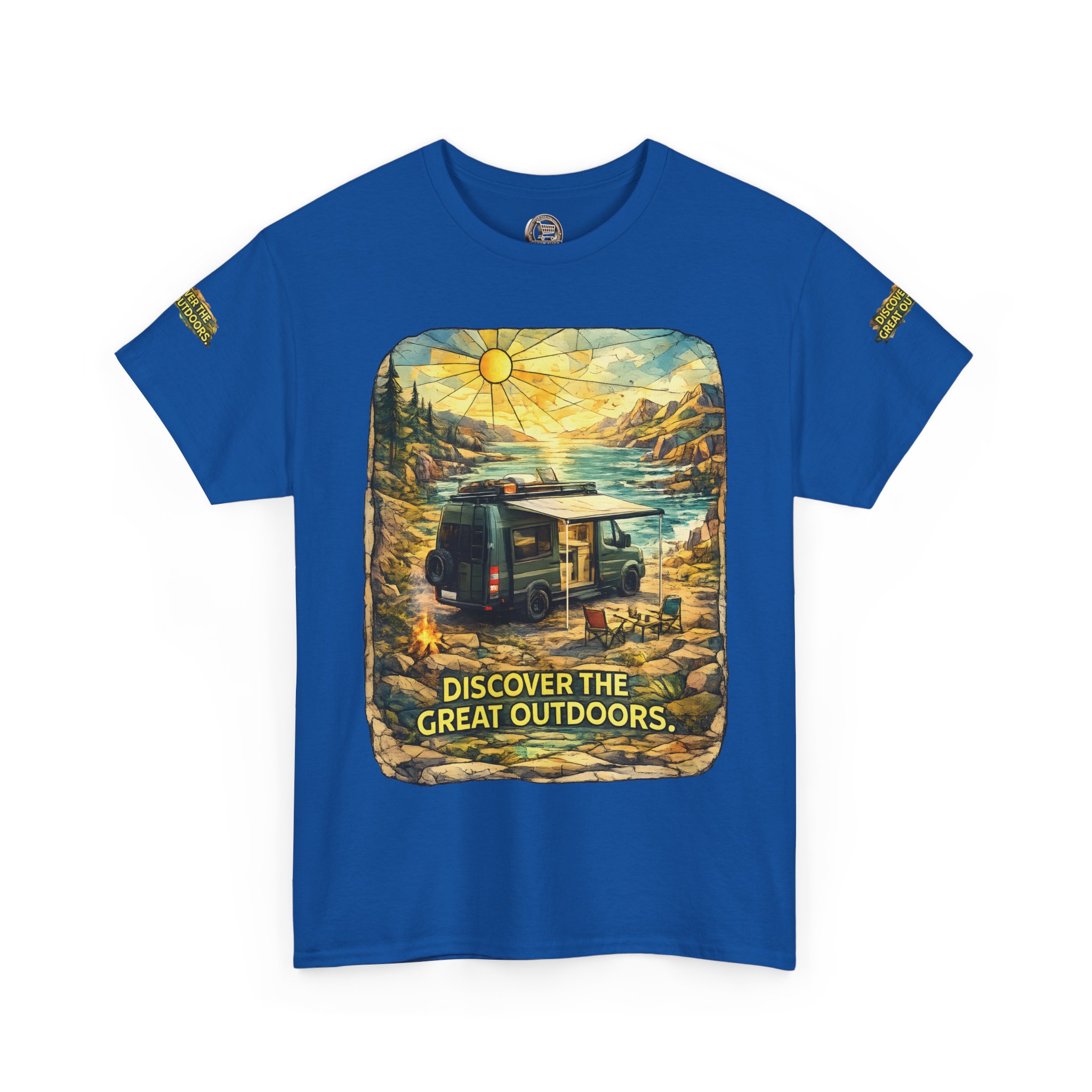 Unisex Heavy Cotton Tee — "Discover The Great Outdoors" Design Cubic-Line
