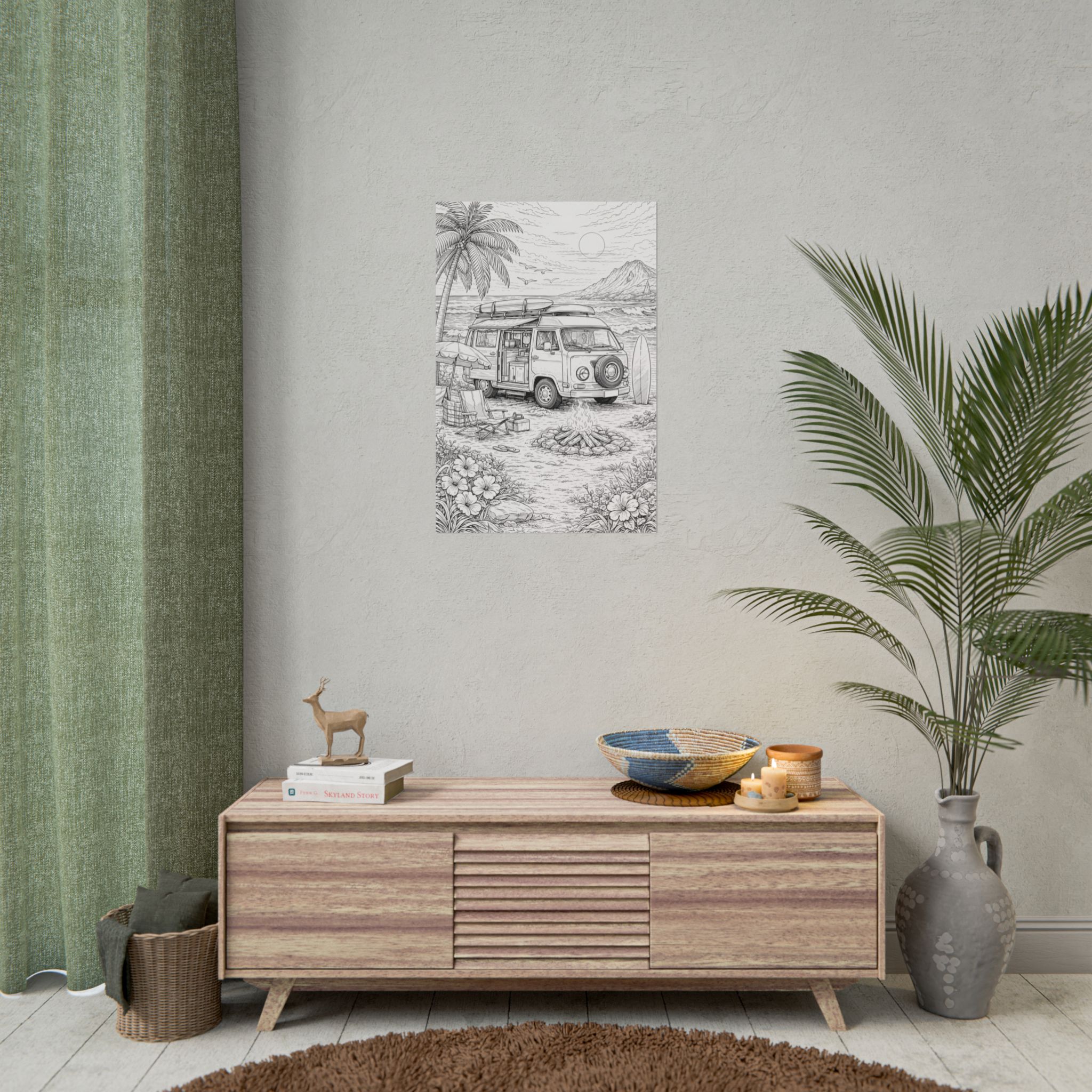 Campervan Poster — Vintage RV Camping Landscape Wall Art