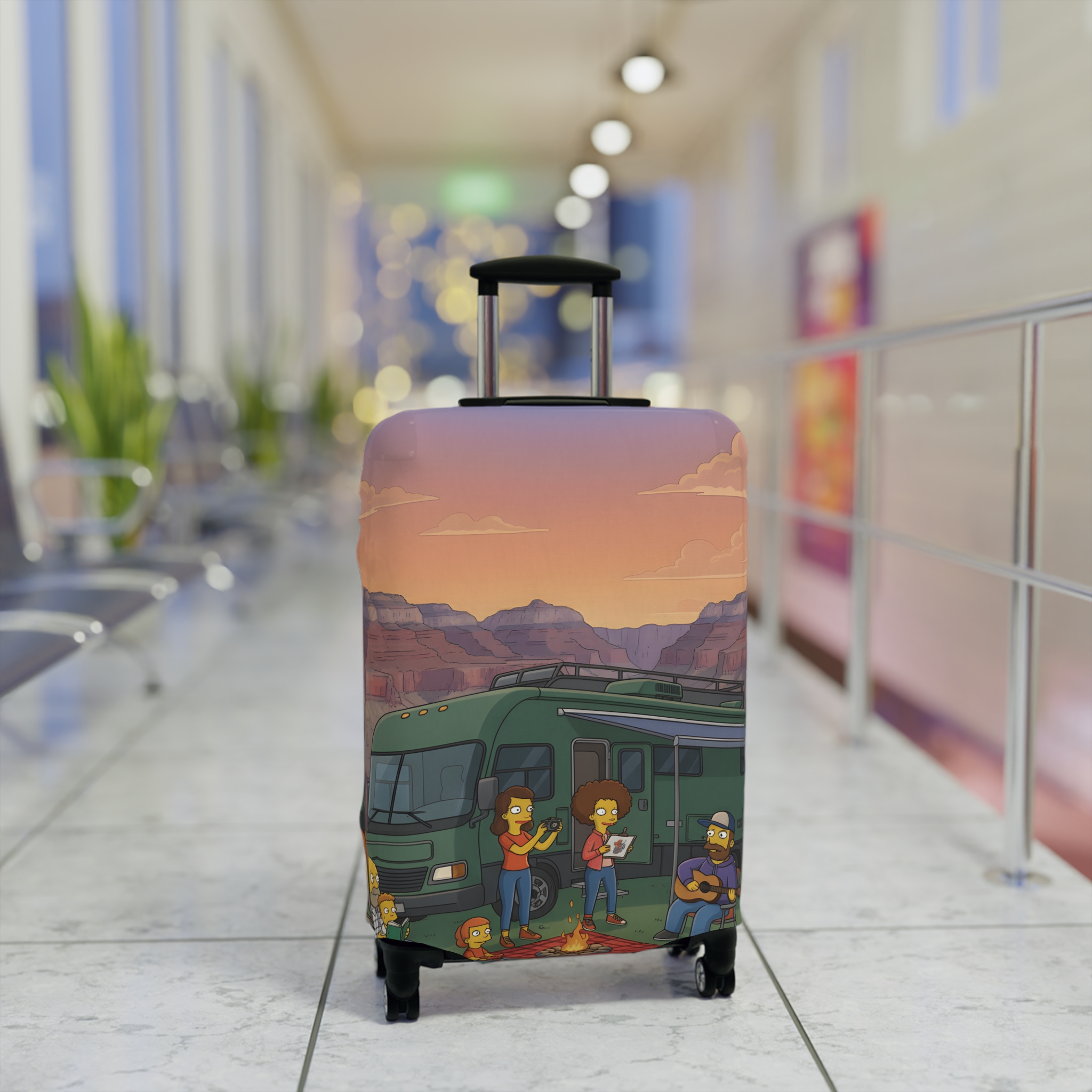 17656298691350016150_2048.jpeg Luggage Cover — Adventure Camper Sketch Travel Suitcase(Design Sitcom-Line)