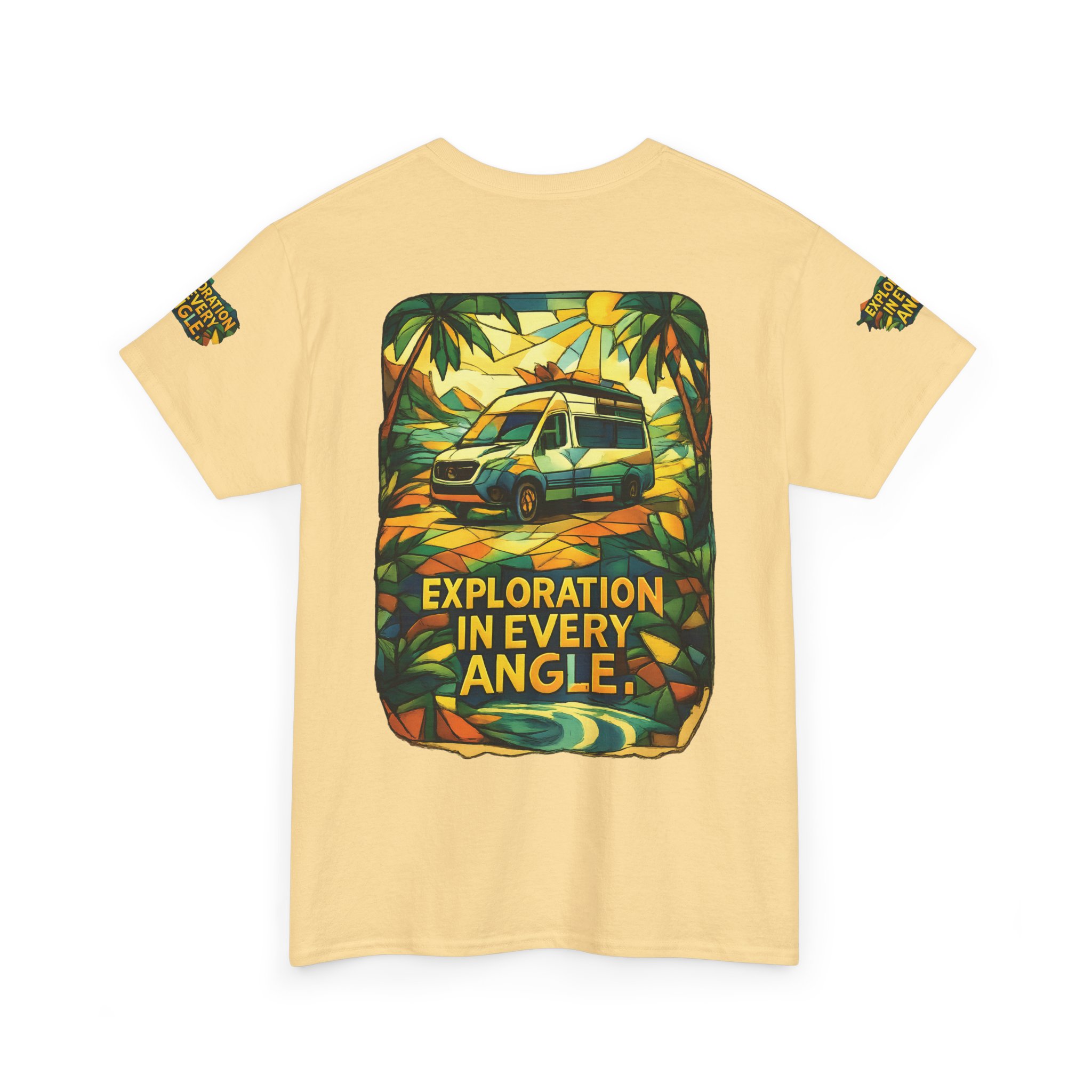 Unisex Heavy Cotton Tee — "Exploration In Every Angle" Design Cubic-Line
