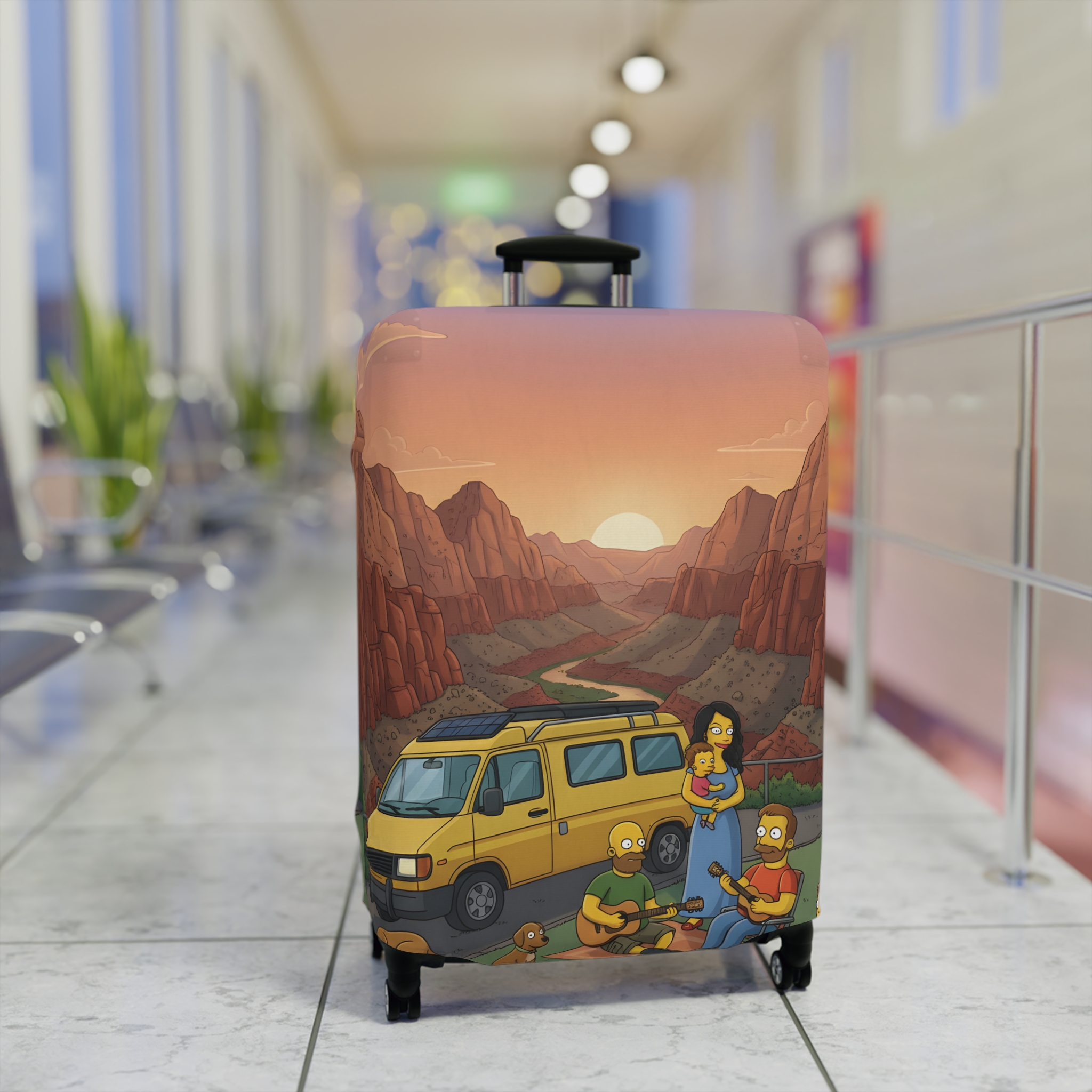 Luggage Cover — Adventure Camper Sketch Travel Suitcase(Design Sitcom-Line)