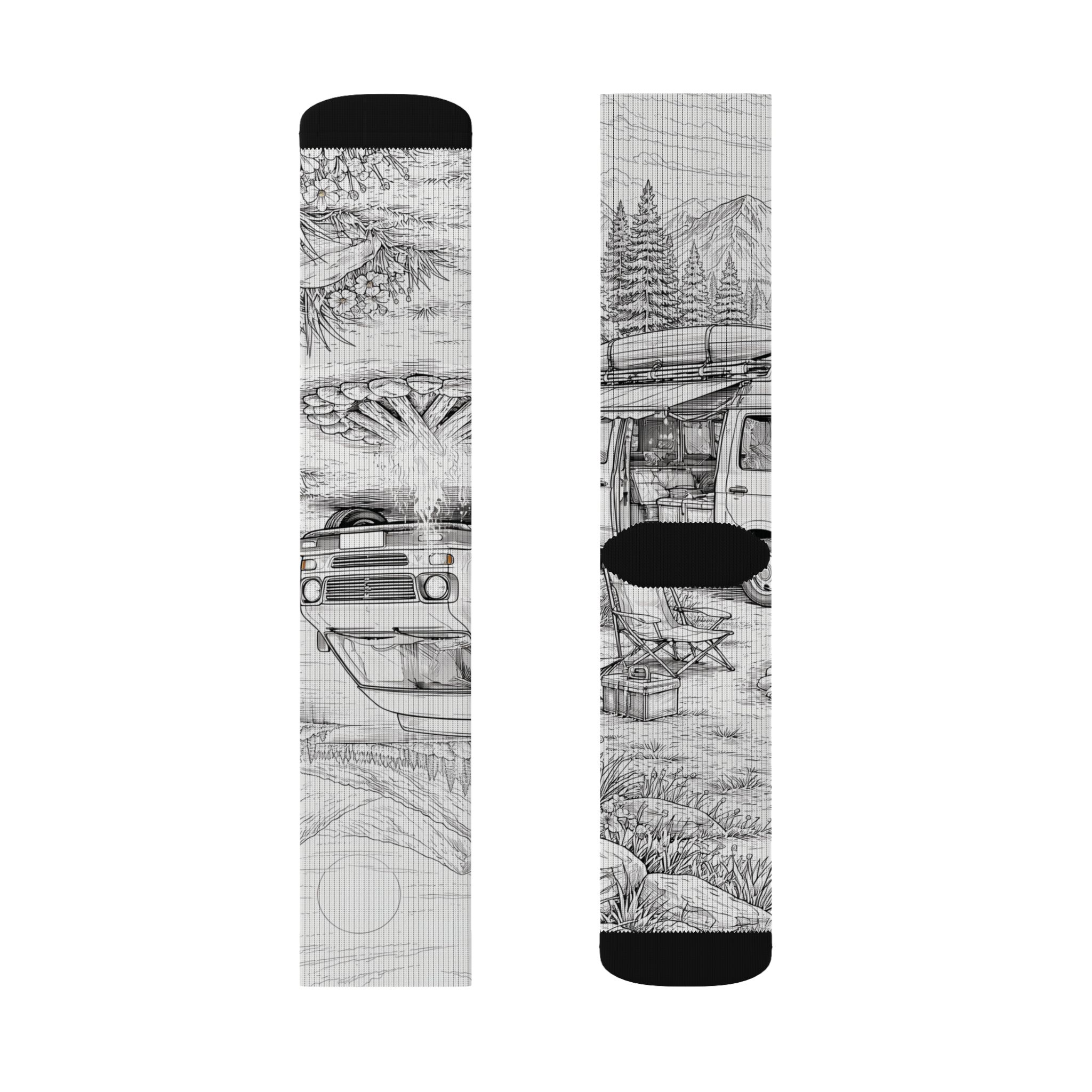 Sublimation Socks — Retro Camper Roadtrip Crew Socks