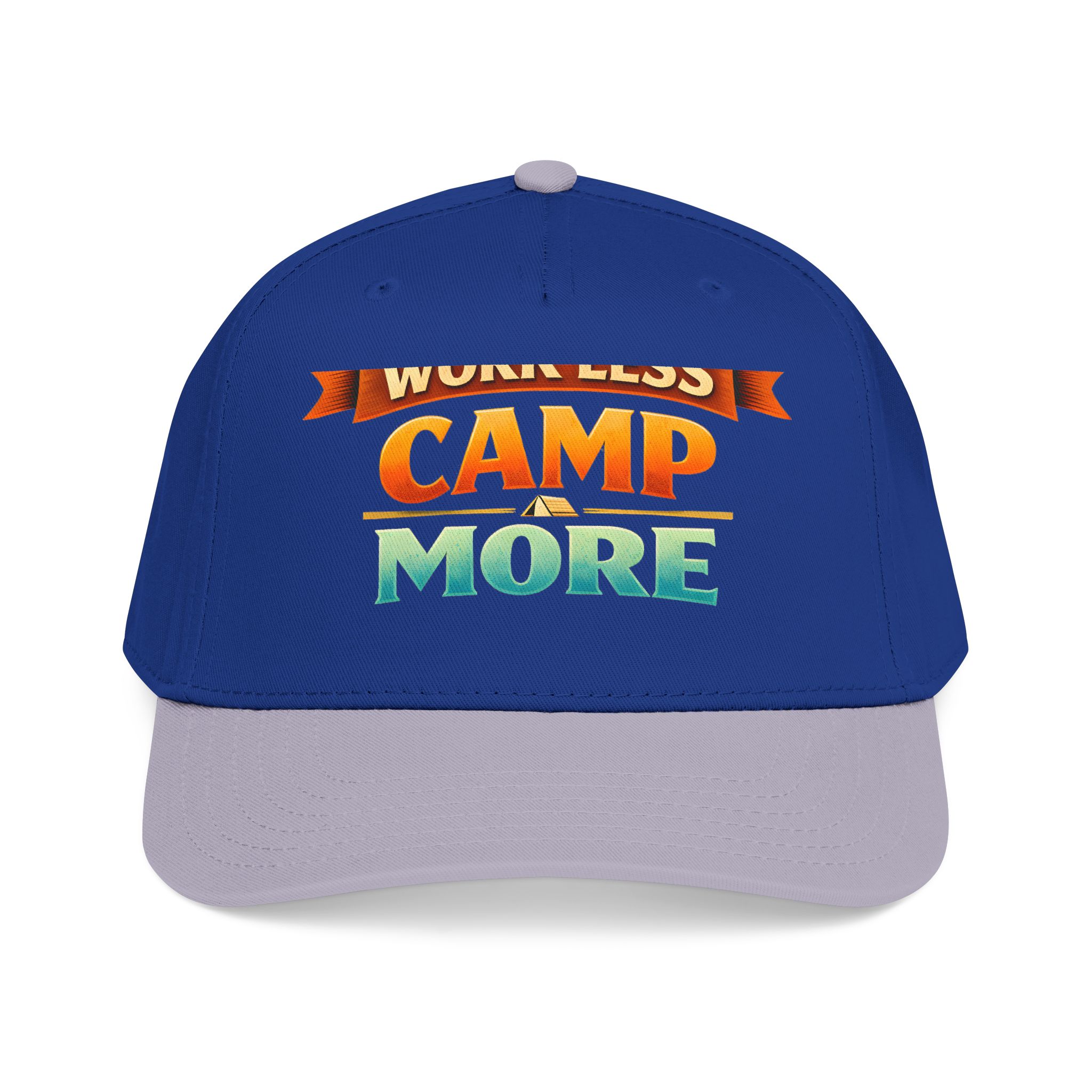 Baseball Cap - "Work Less-Camp More" Design Scenic-Line