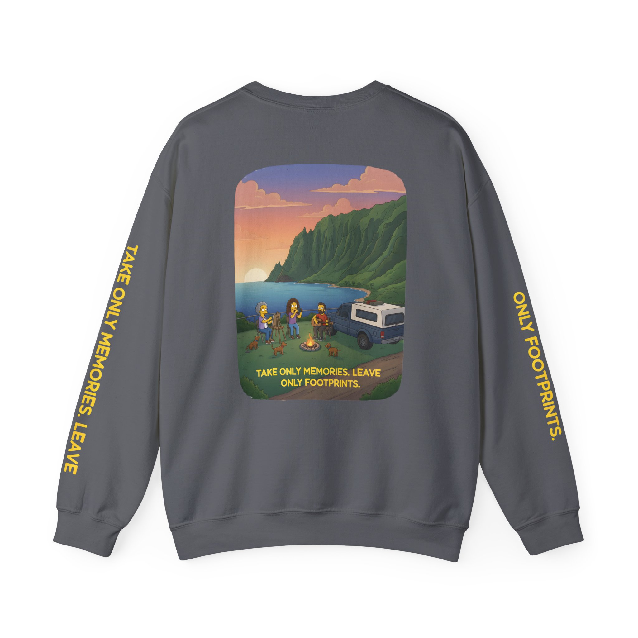 Unisex Heavy Blend™ Crewneck Sweatshirt — "Take Only Memories-Leave Only Footprints" Design Sitcom-Line