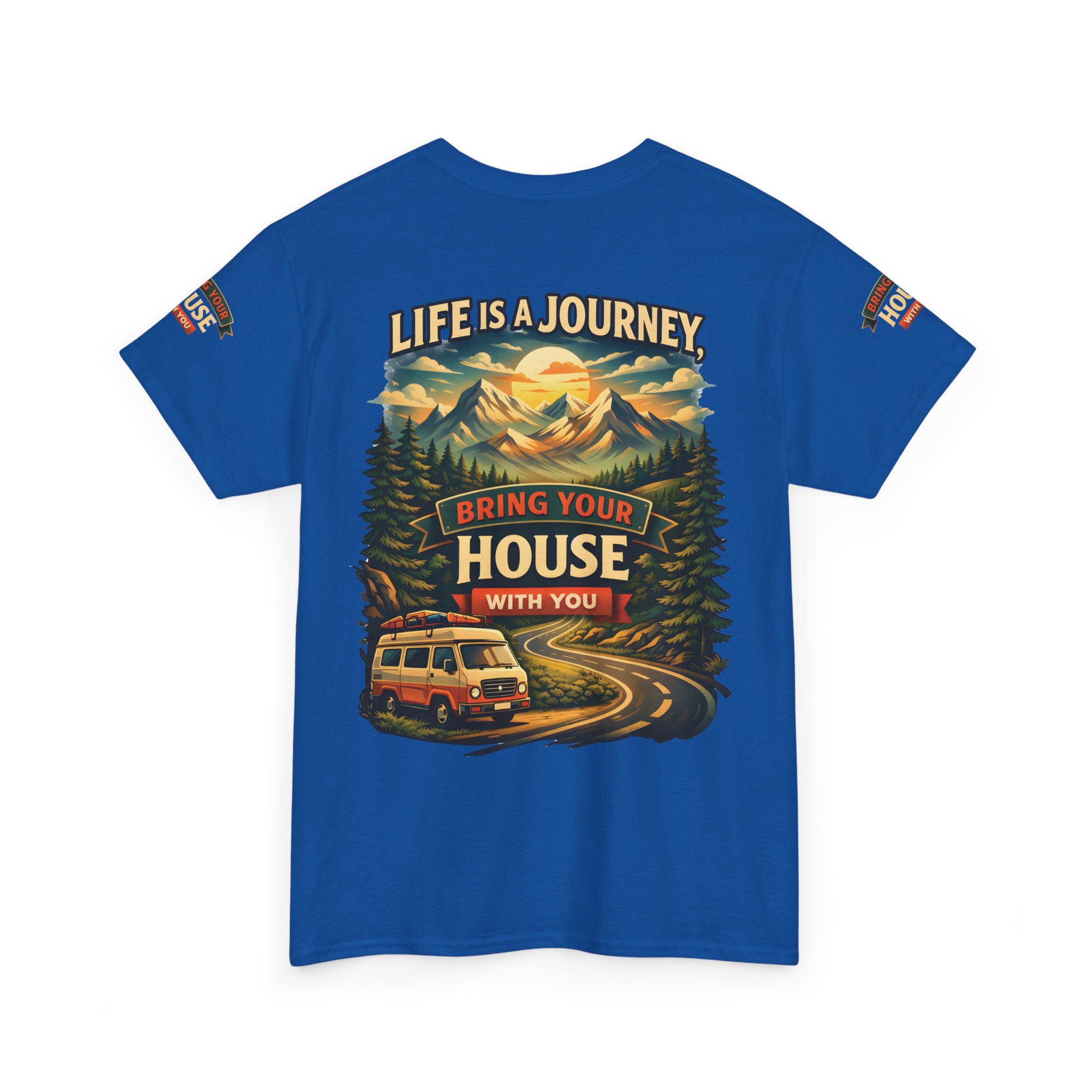 1769141537556332807_2048.jpeg Unisex Heavy Cotton Tee — "Live Is A Journey-Bring Your House With You" Design Scenic-Line