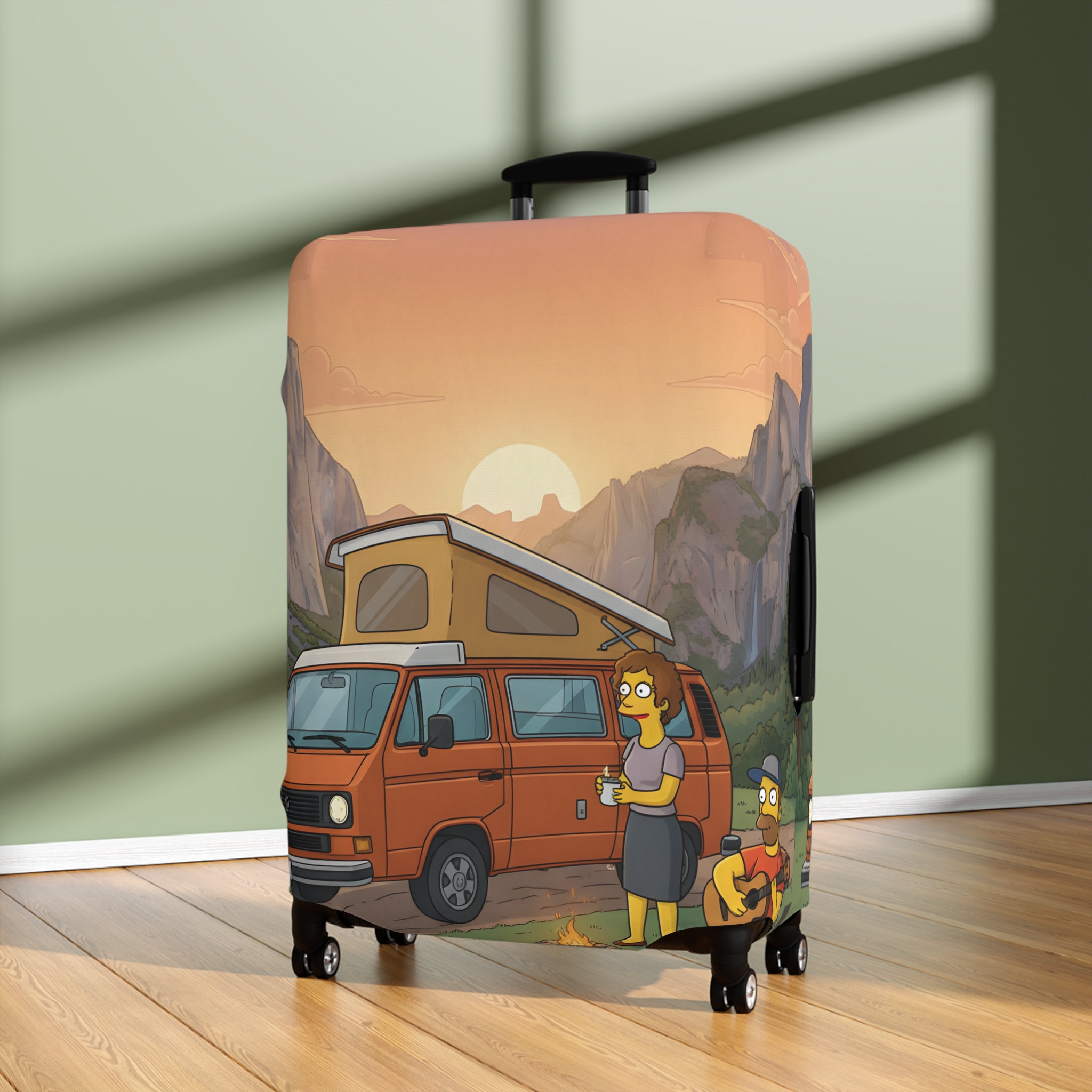 Luggage Cover — Adventure Camper Sketch Travel Suitcase(Design Sitcom-Line)