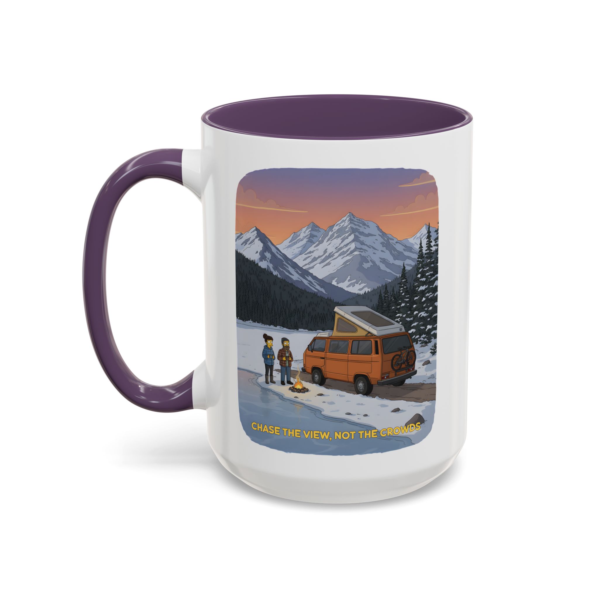 Accent Coffee Mug (11, 15oz) — "Chase The Views-Not The Crowds"" Design Sitcom-Line