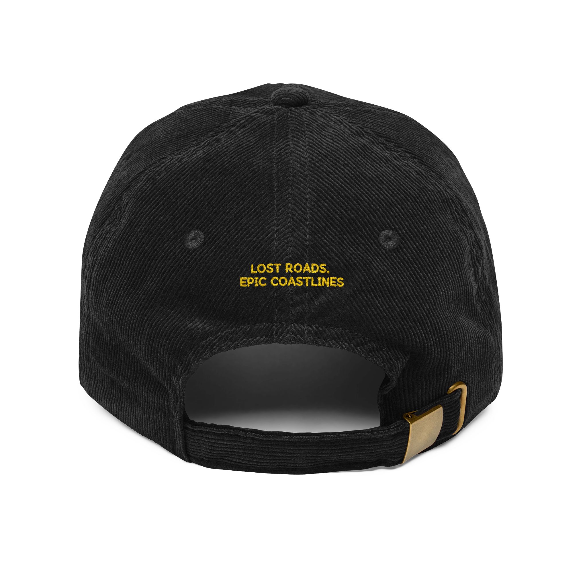 Vintage Corduroy Cap (Embroidery) — "Lost Roads,Epic Coastlines" Embroidered Hat