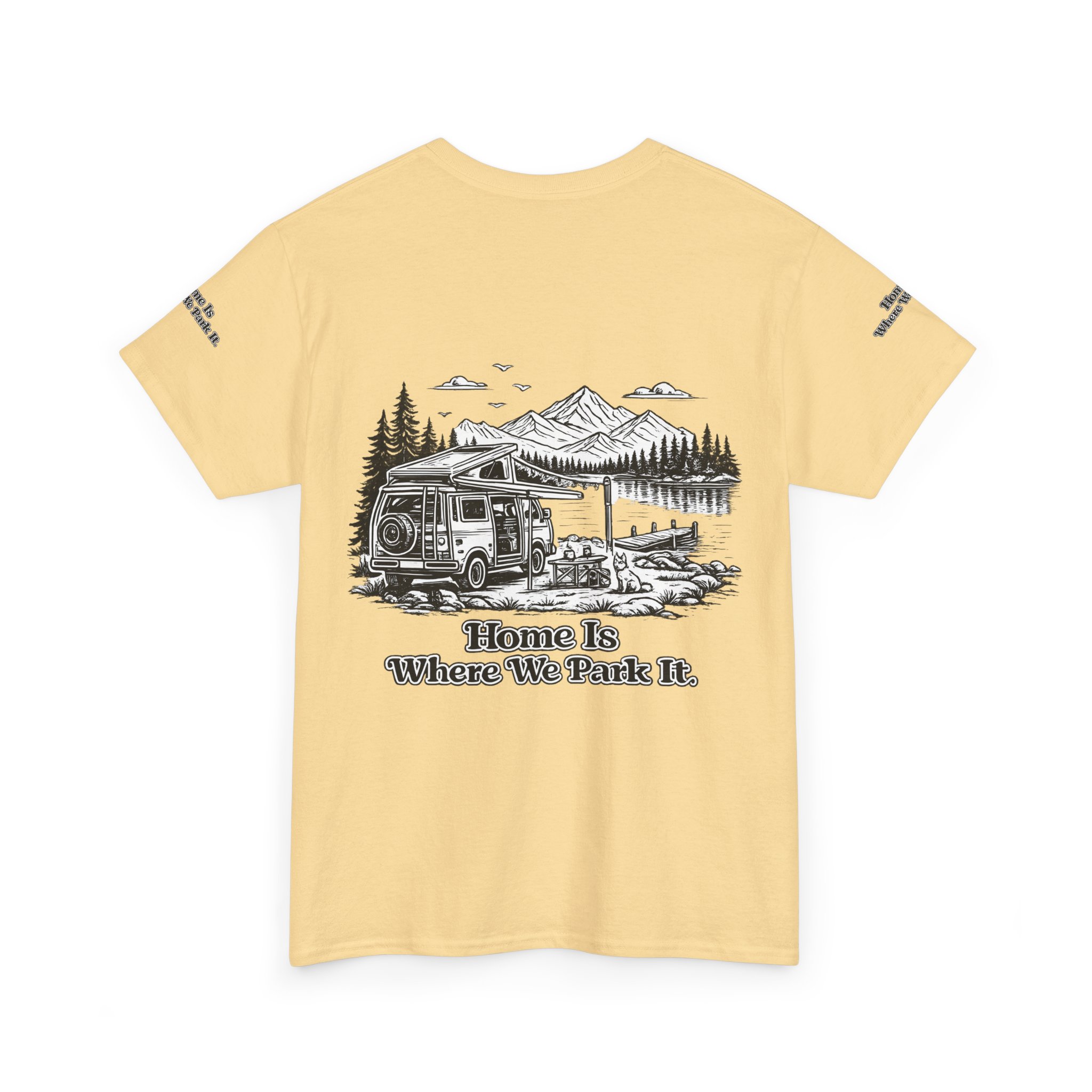 Unisex Heavy Cotton Tee — "Home Is Where You Park It" Design Minimal-Line