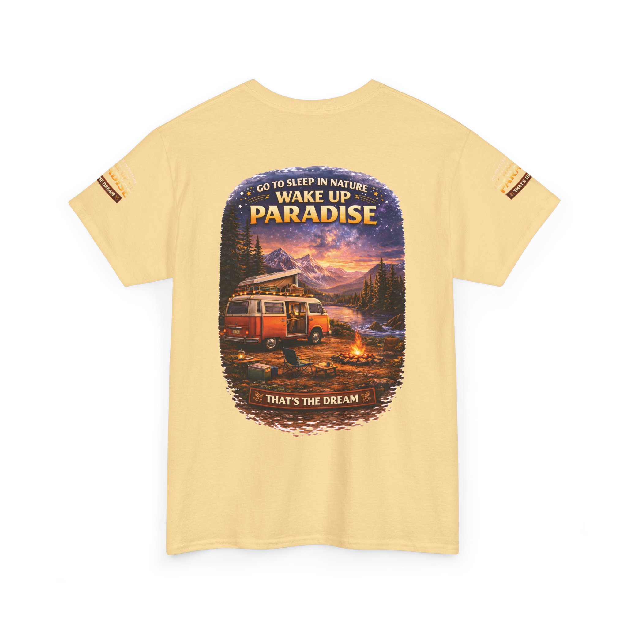Unisex Heavy Cotton Tee — "Go To Sleep In Nature " Design Scenic-Line
