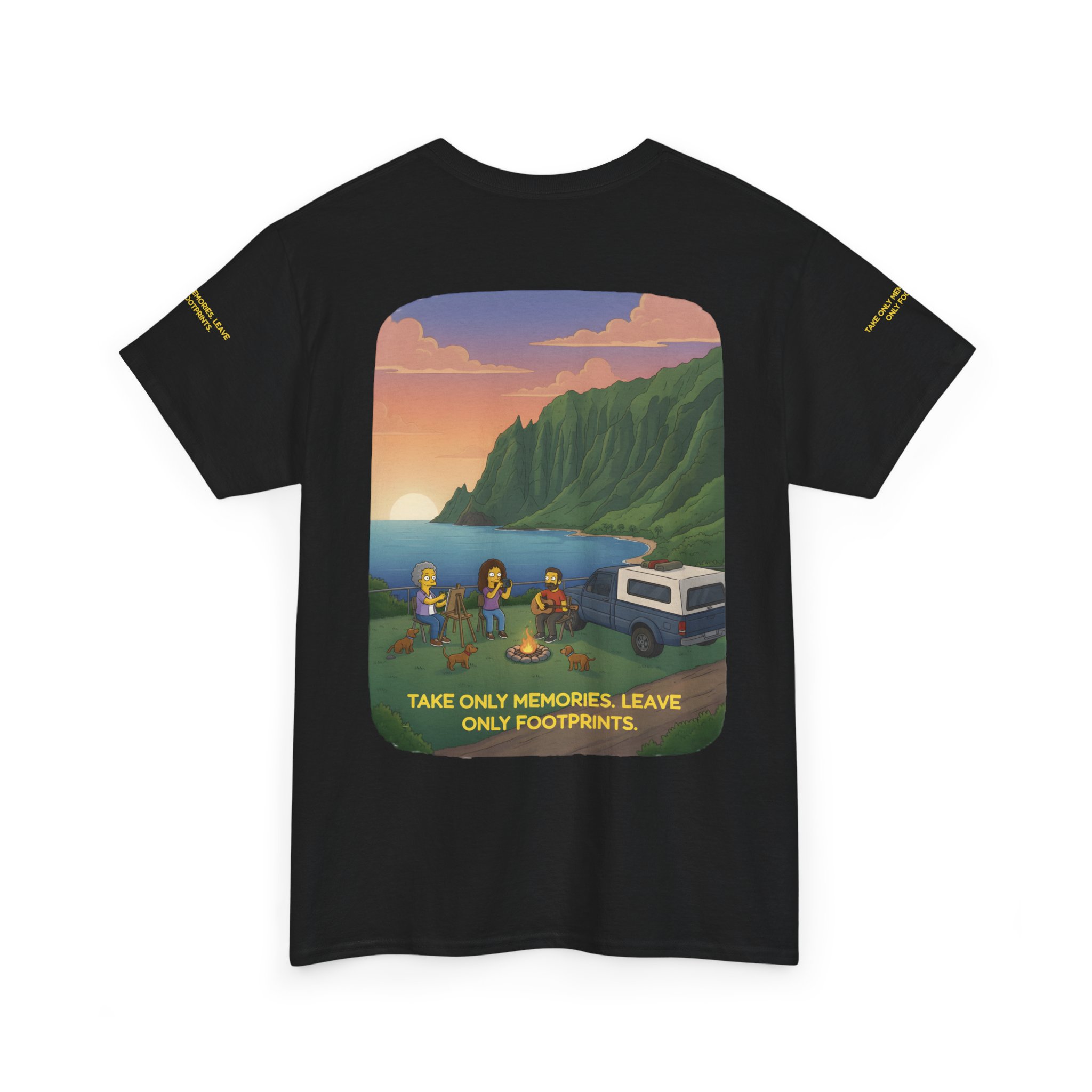 Unisex Heavy Cotton Tee — "Take Only Memories-Leave Only Footprints" Design Sitcom-Line
