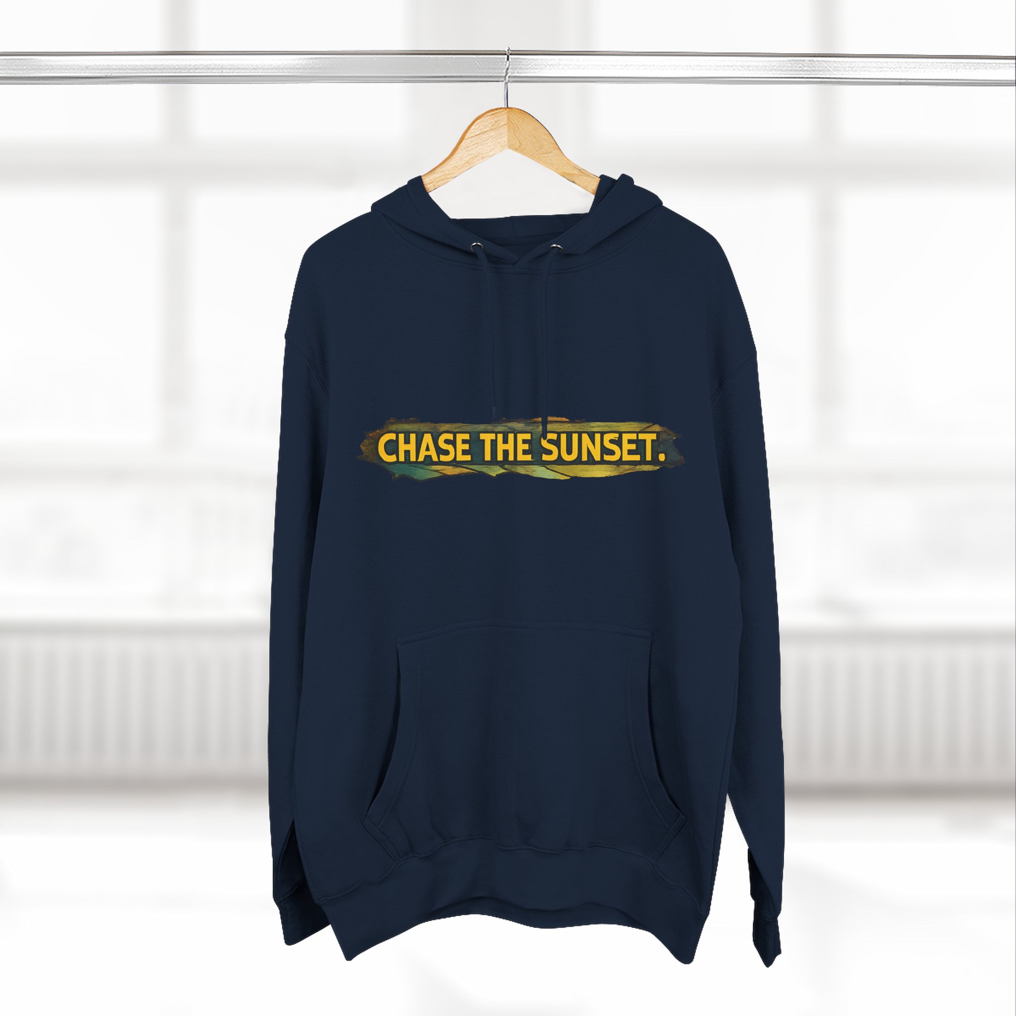 Three-Panel Fleece Hoodie - "Chase The Sunset" Design Cubic-Line