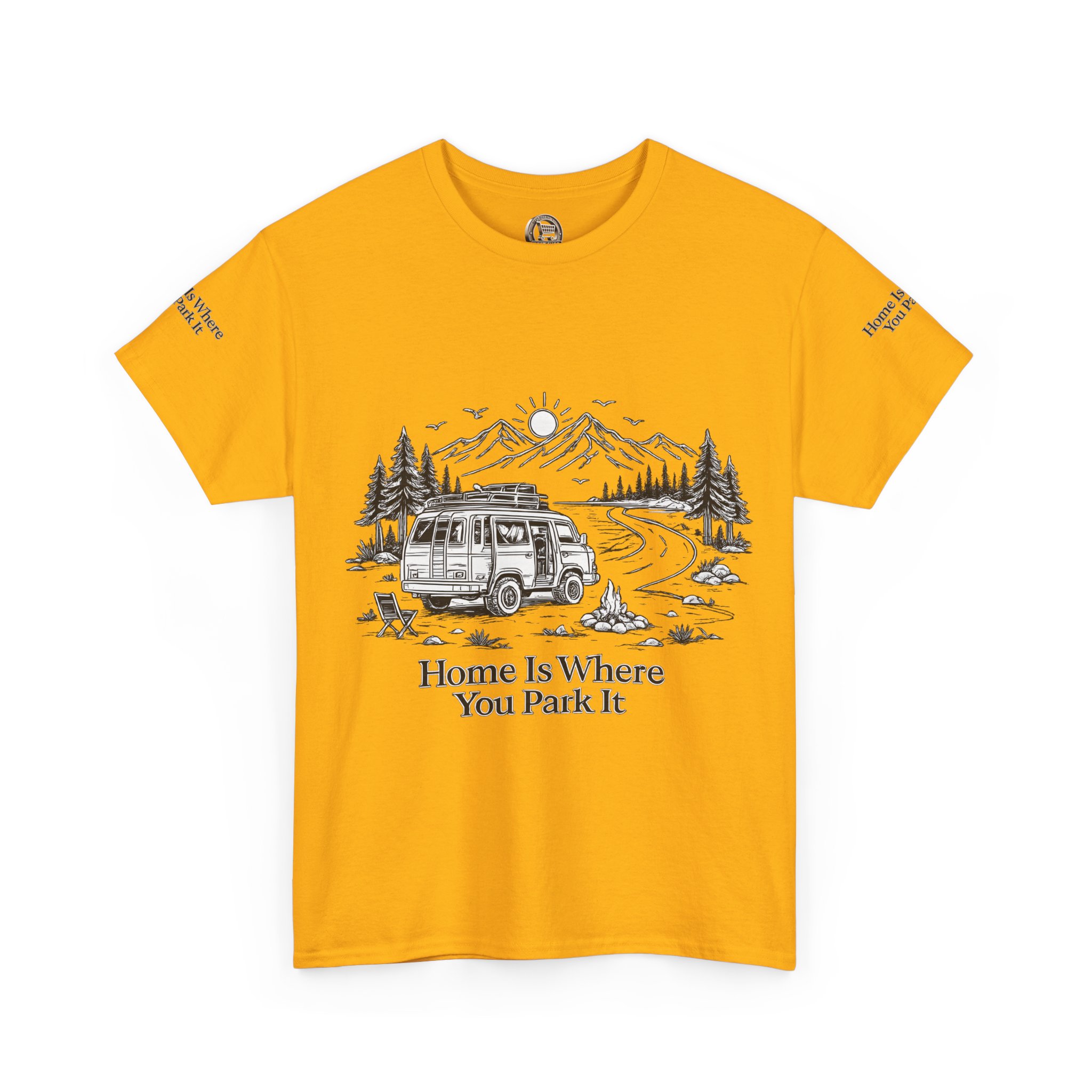 Unisex Heavy Cotton Tee — "Home Is Where You Park It" Design Minimal-Line