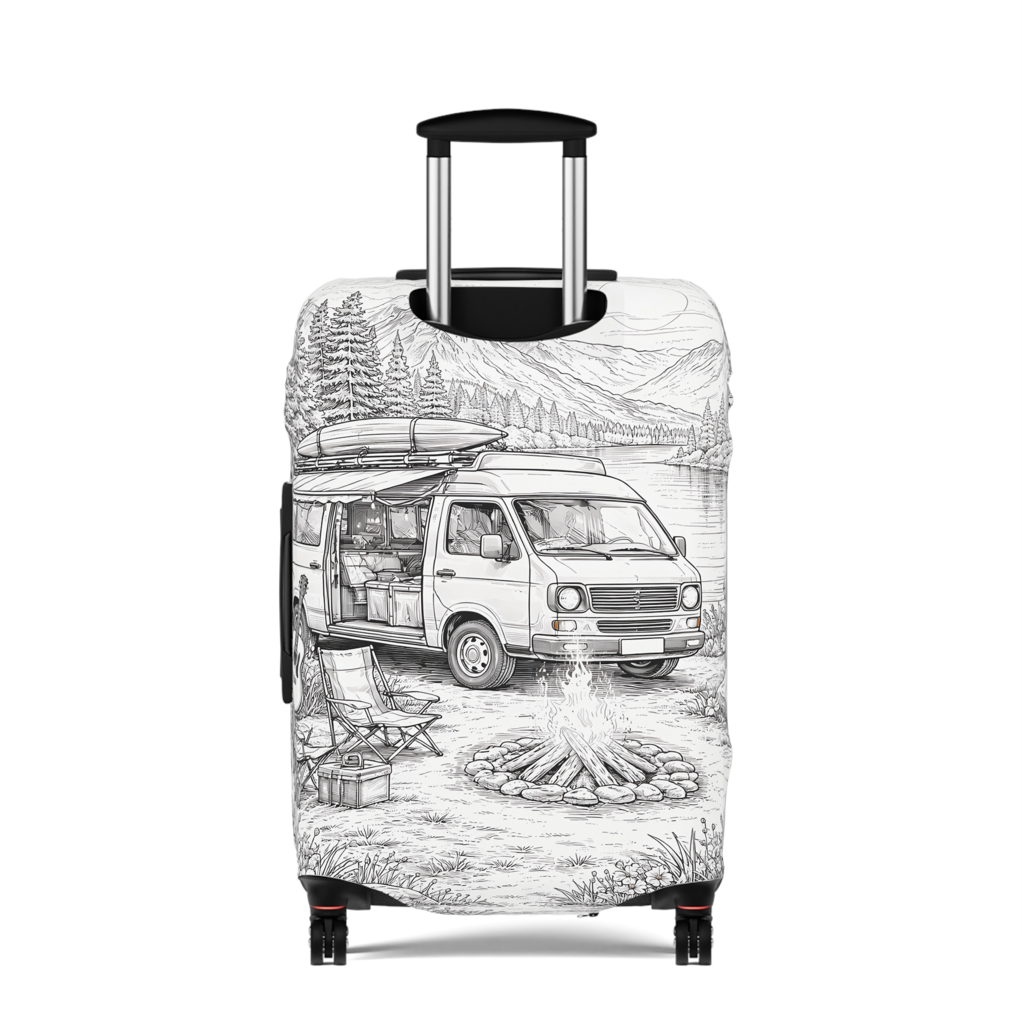 Luggage Cover — Adventure Camper Sketch Travel Suitcase