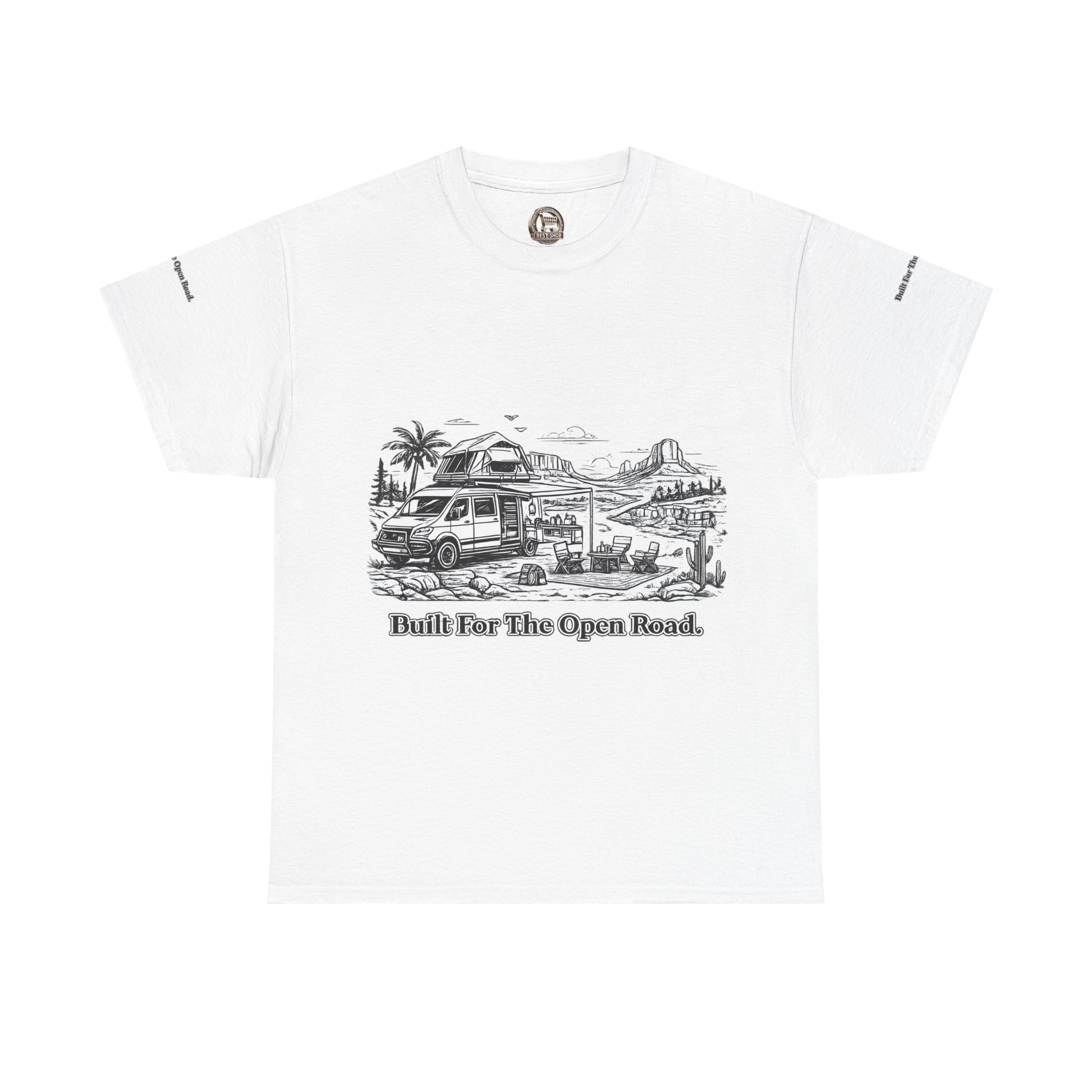 17718249583530921072_2048.jpeg Unisex Heavy Cotton Tee — "Built For The Open Road" Design Minimal-Line