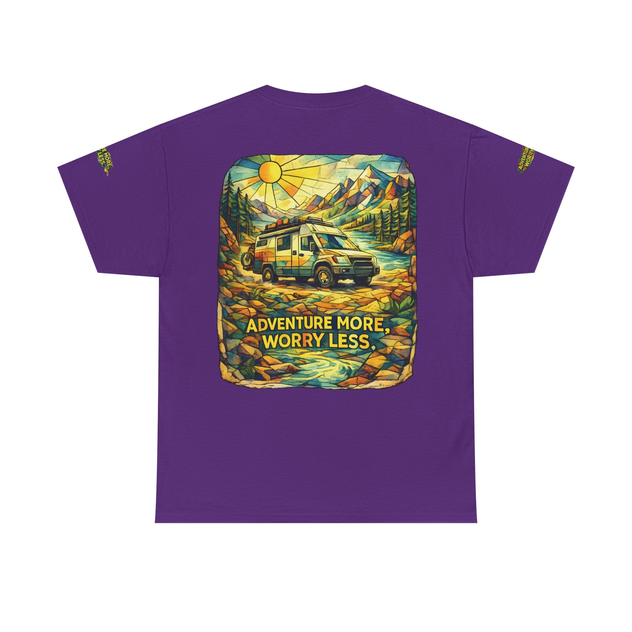 17724803780923545546_2048.jpeg Unisex Heavy Cotton Tee — "Adventure More Worry Less" Design Cubic-Line