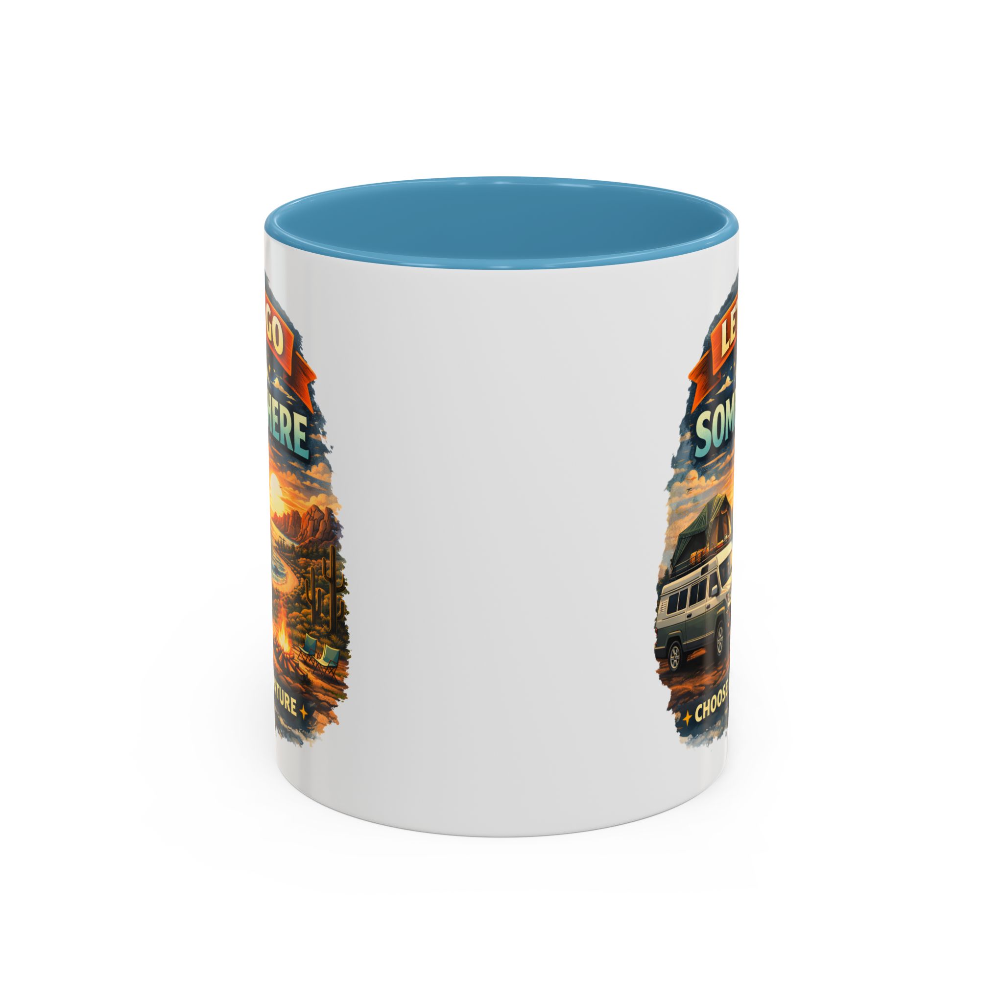 Accent Coffee Mug (11, 15oz) — "Lets Go Somewhere" Design Scenic-Line