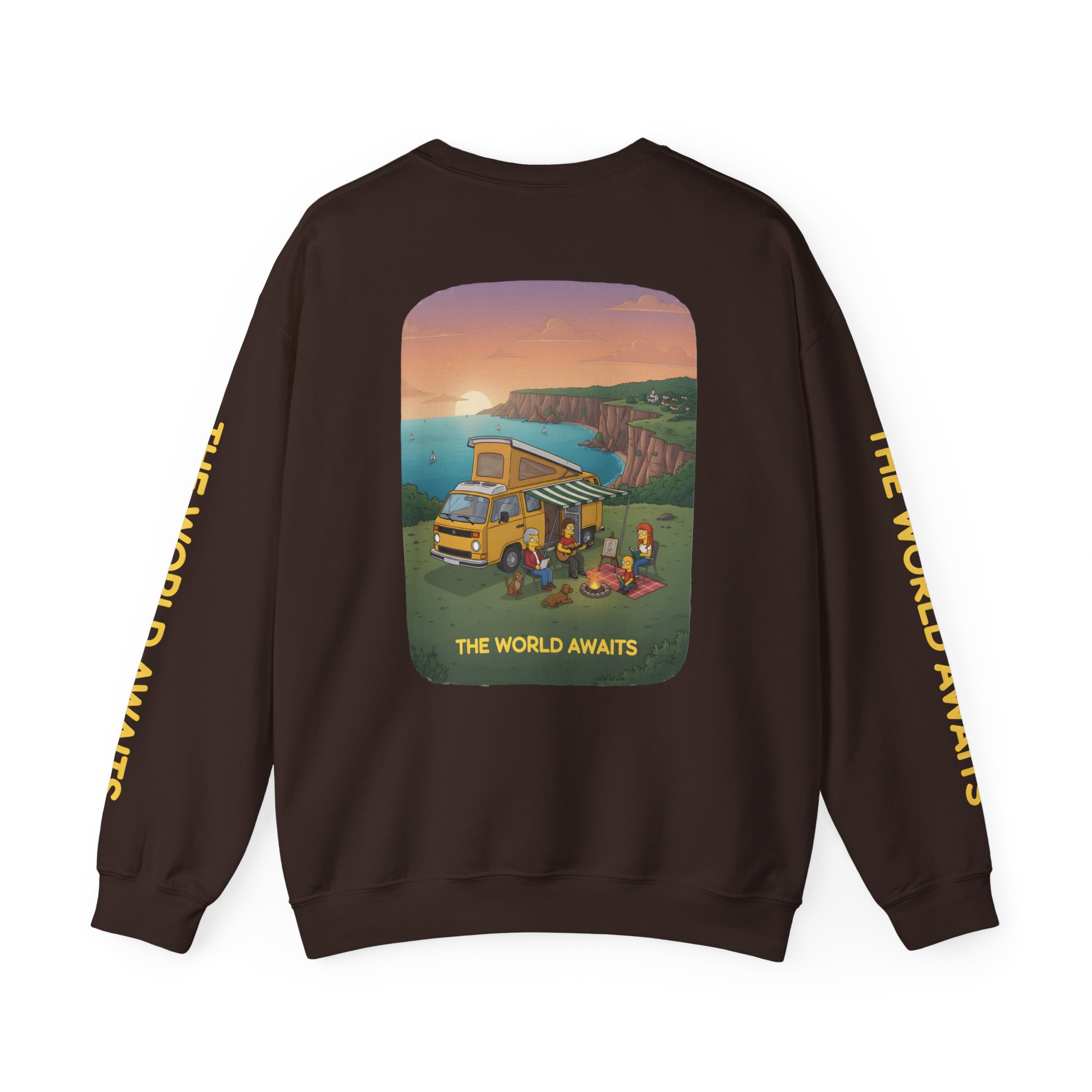 Unisex Heavy Blend™ Crewneck Sweatshirt — "The World Awaits" Design Sitcom-Line