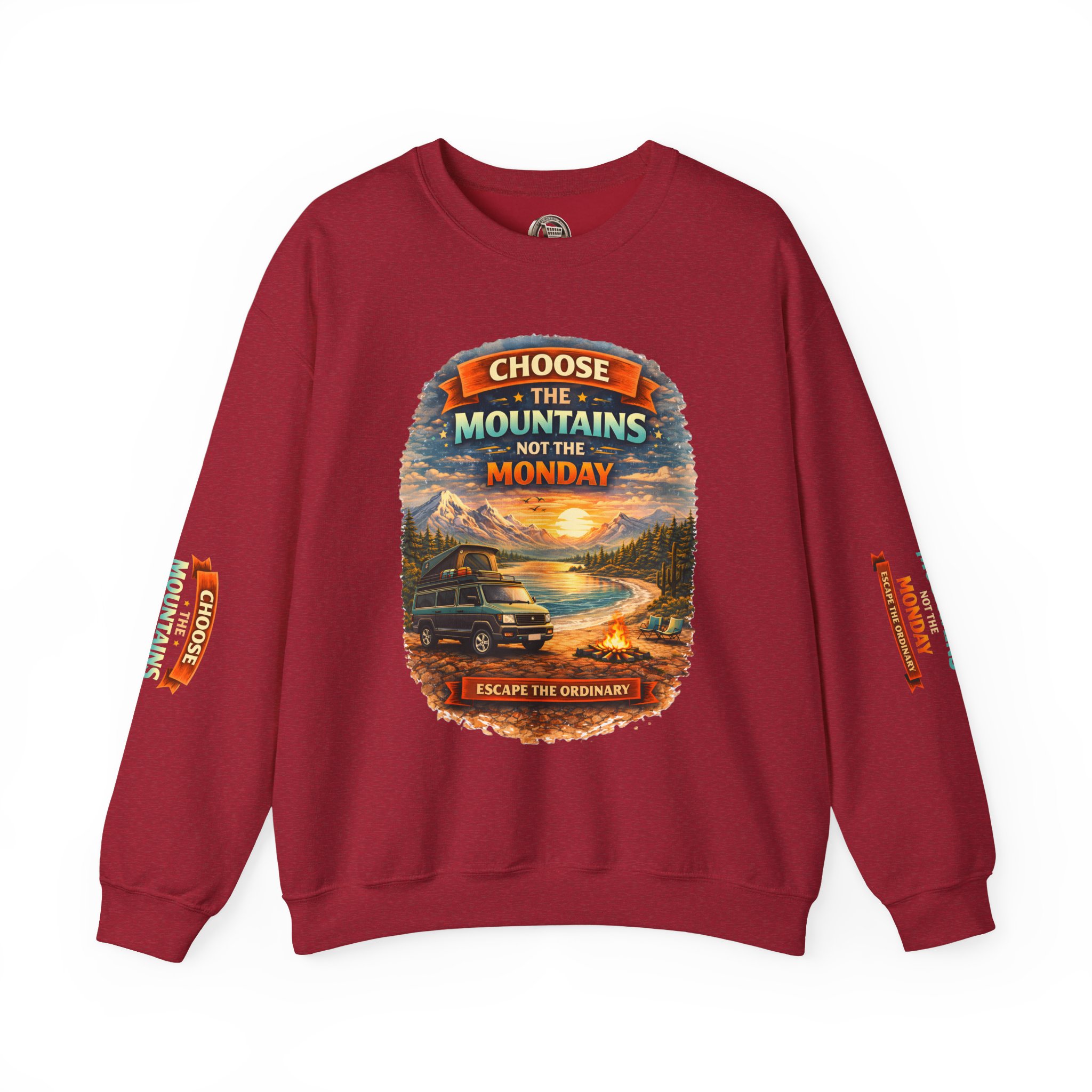 Unisex Heavy Blend™ Crewneck Sweatshirt — "Choose The Mountens" Design Scenic-Line