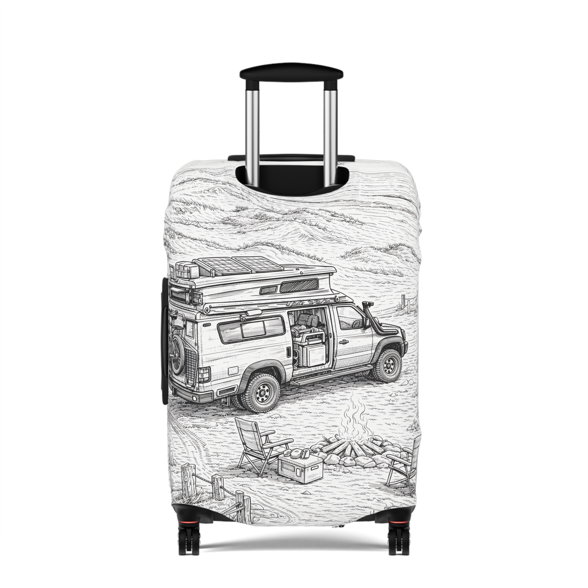 Luggage Cover — Adventure Camper Sketch Travel Suitcase
