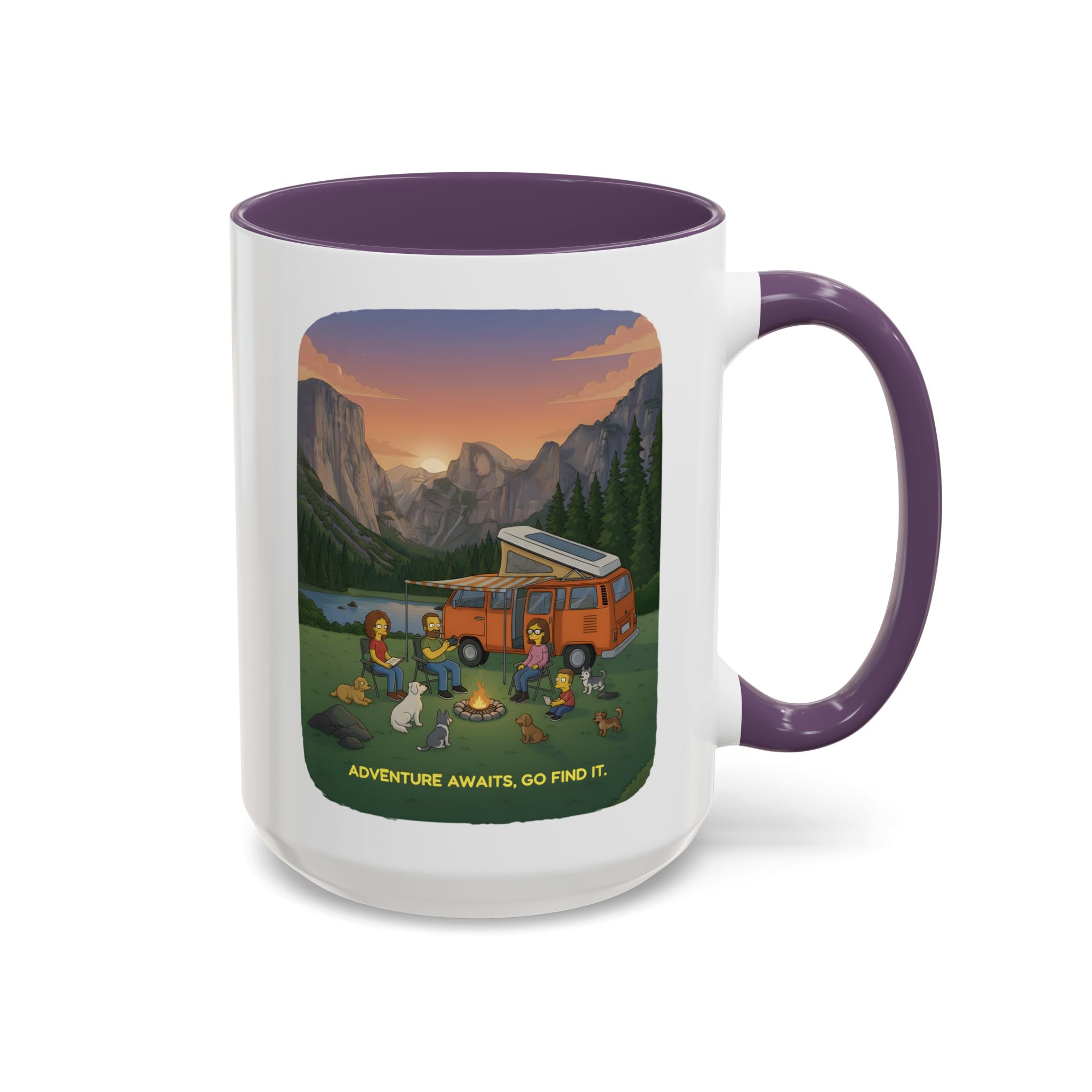 Accent Coffee Mug (11, 15oz) — "Adventure Awaits-Go Find It"" Design Sitcom-Line