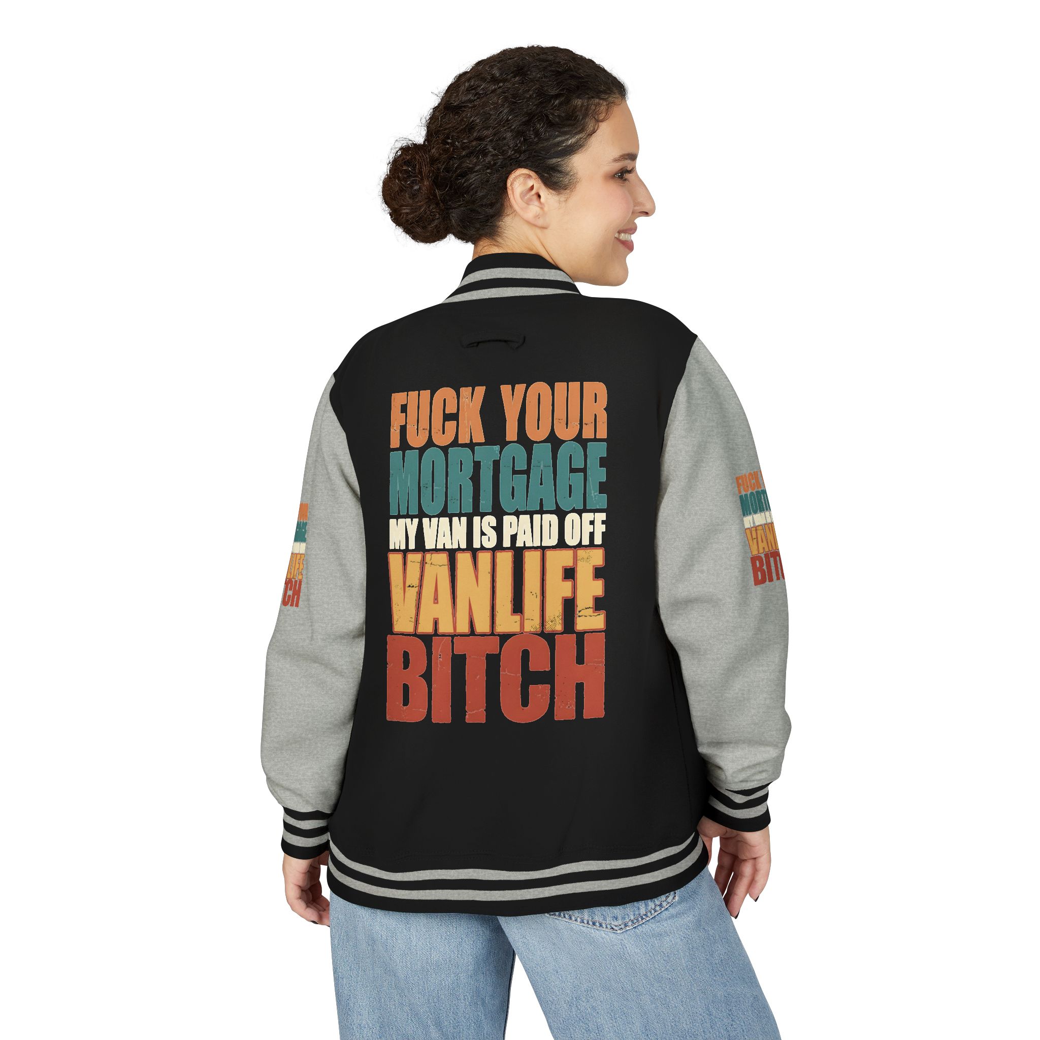 Unisex Heavyweight Letterman Jacket — "Fuck Your Mortgage" Design F**K-Line