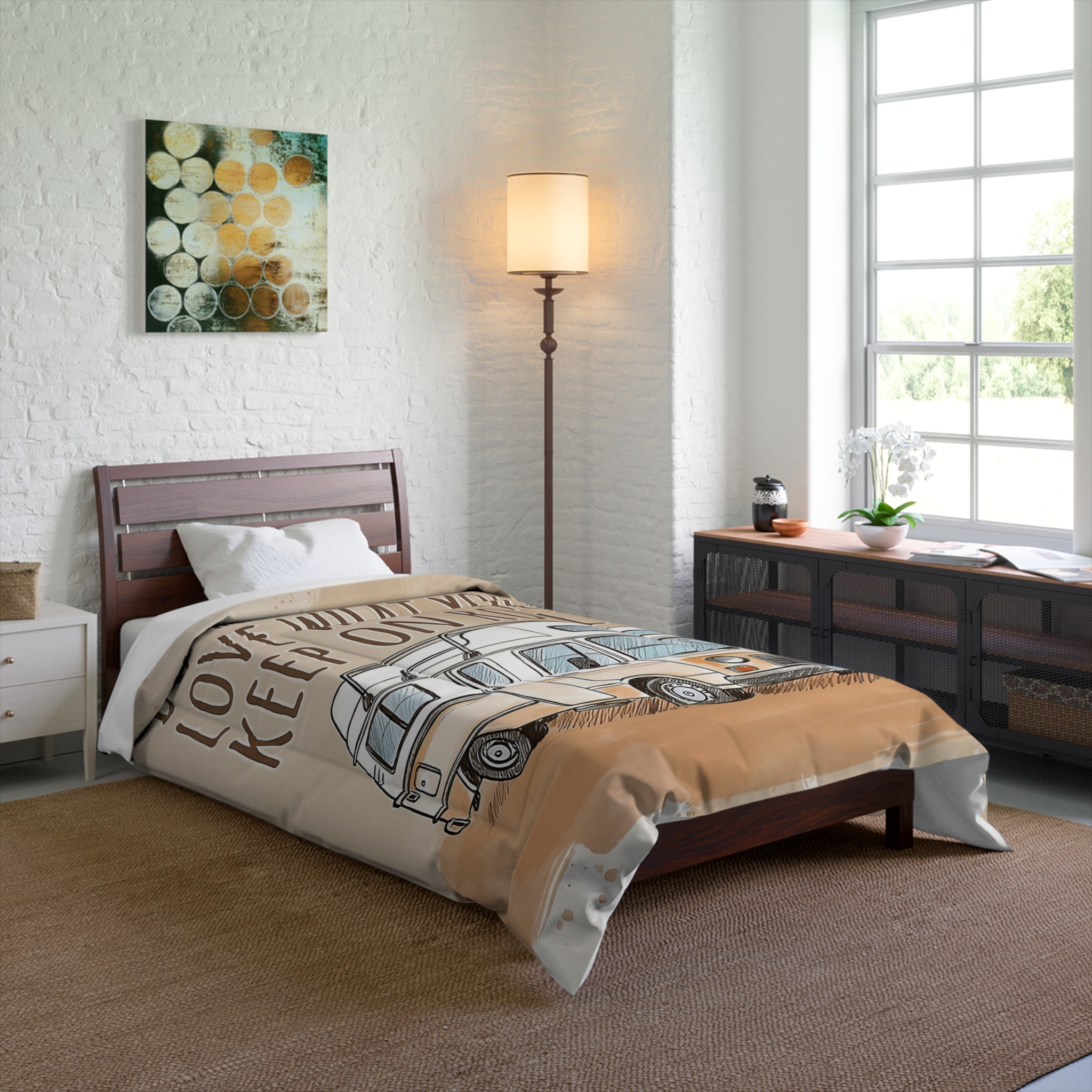 Comforter - 'Do What You Love, Keep On Rolling' Vintage Camper Comforter