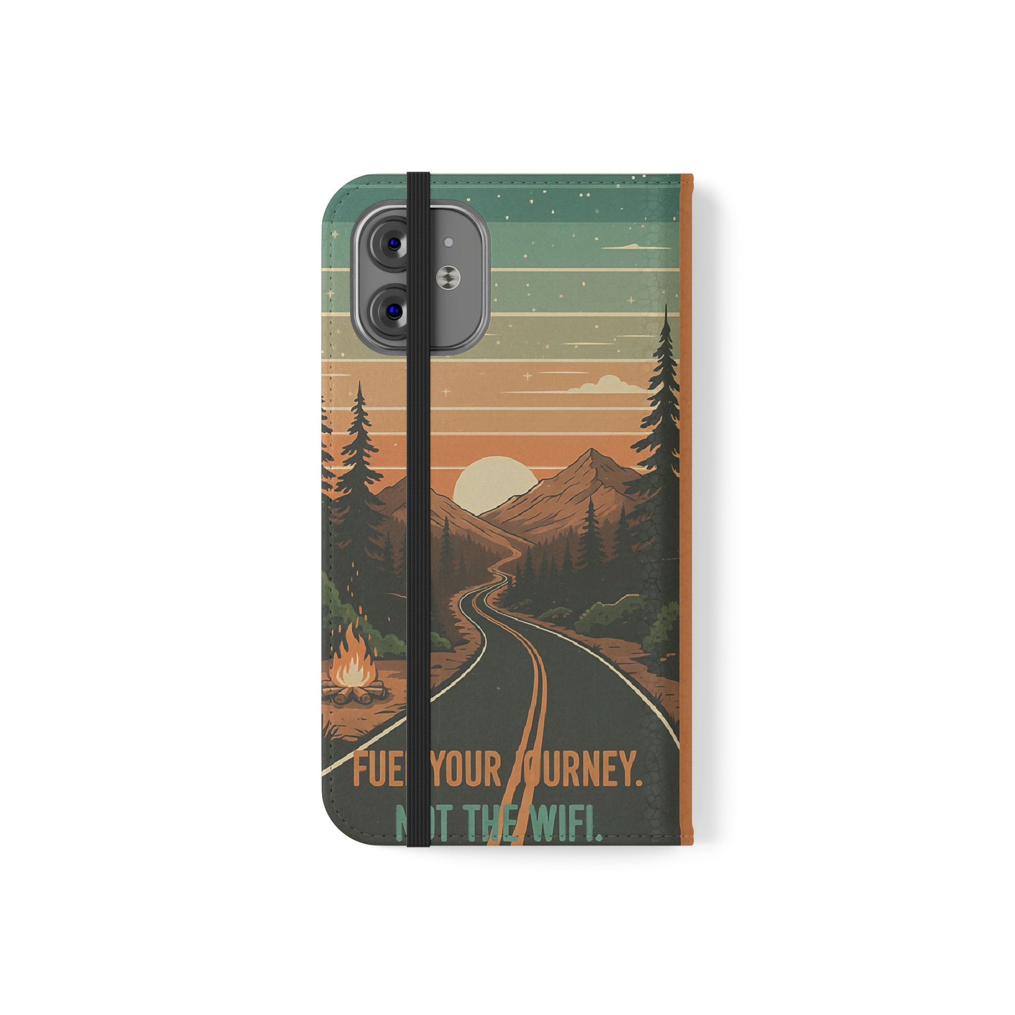 Flip Phone Case — "Adventure Awaits Unplug & Drive" Wallet Case