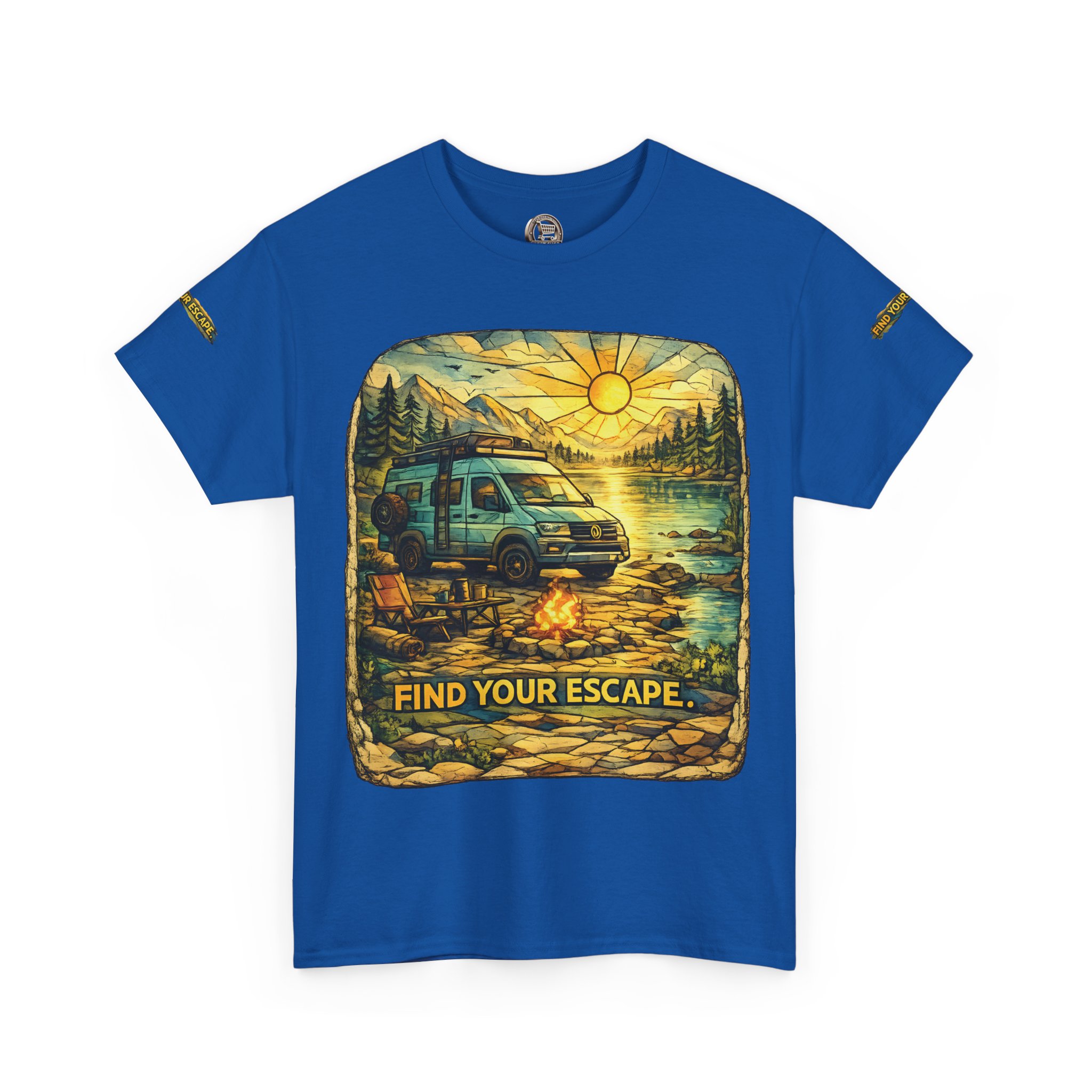 Unisex Heavy Cotton Tee — "Find Your Escape" Design Cubic-Line