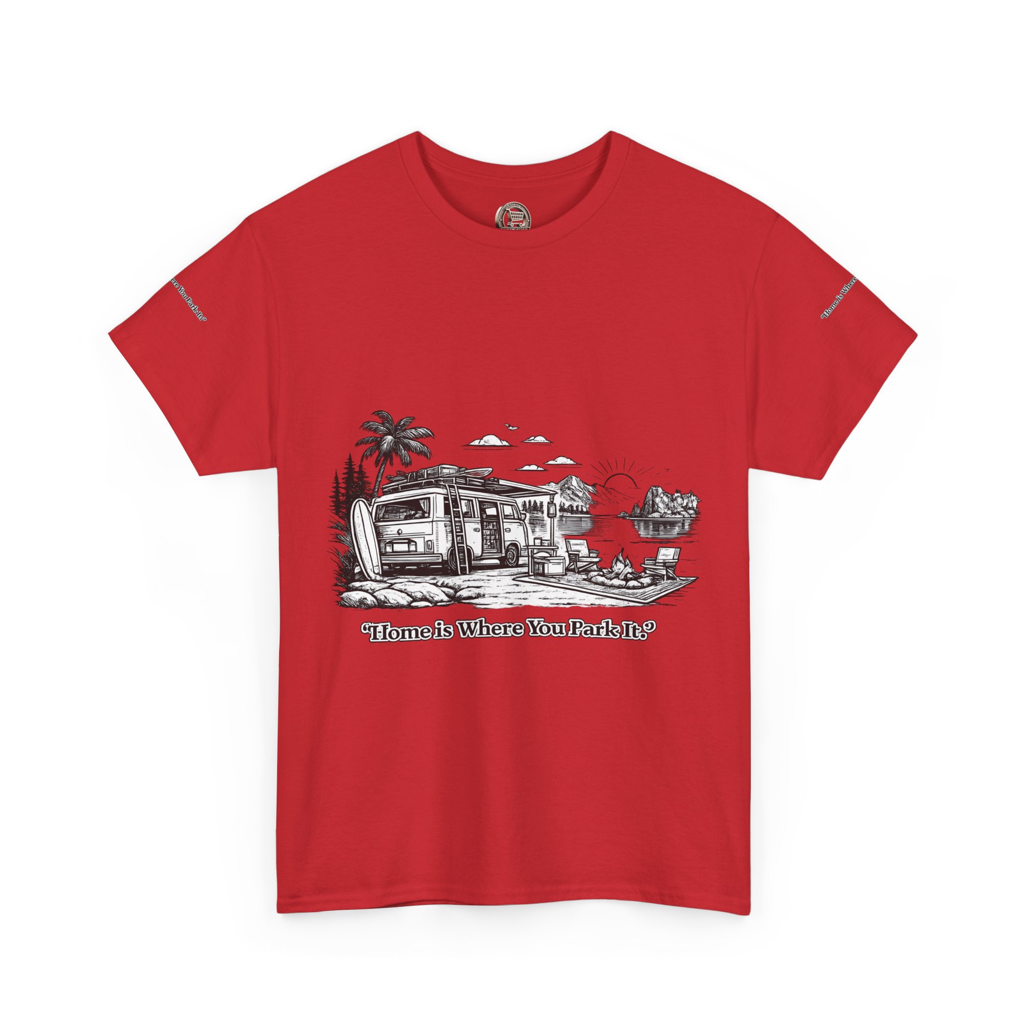 17756569001401213750_2048.jpeg Unisex Heavy Cotton Tee — "Home Is Where You Park It" Design Minimal-Line