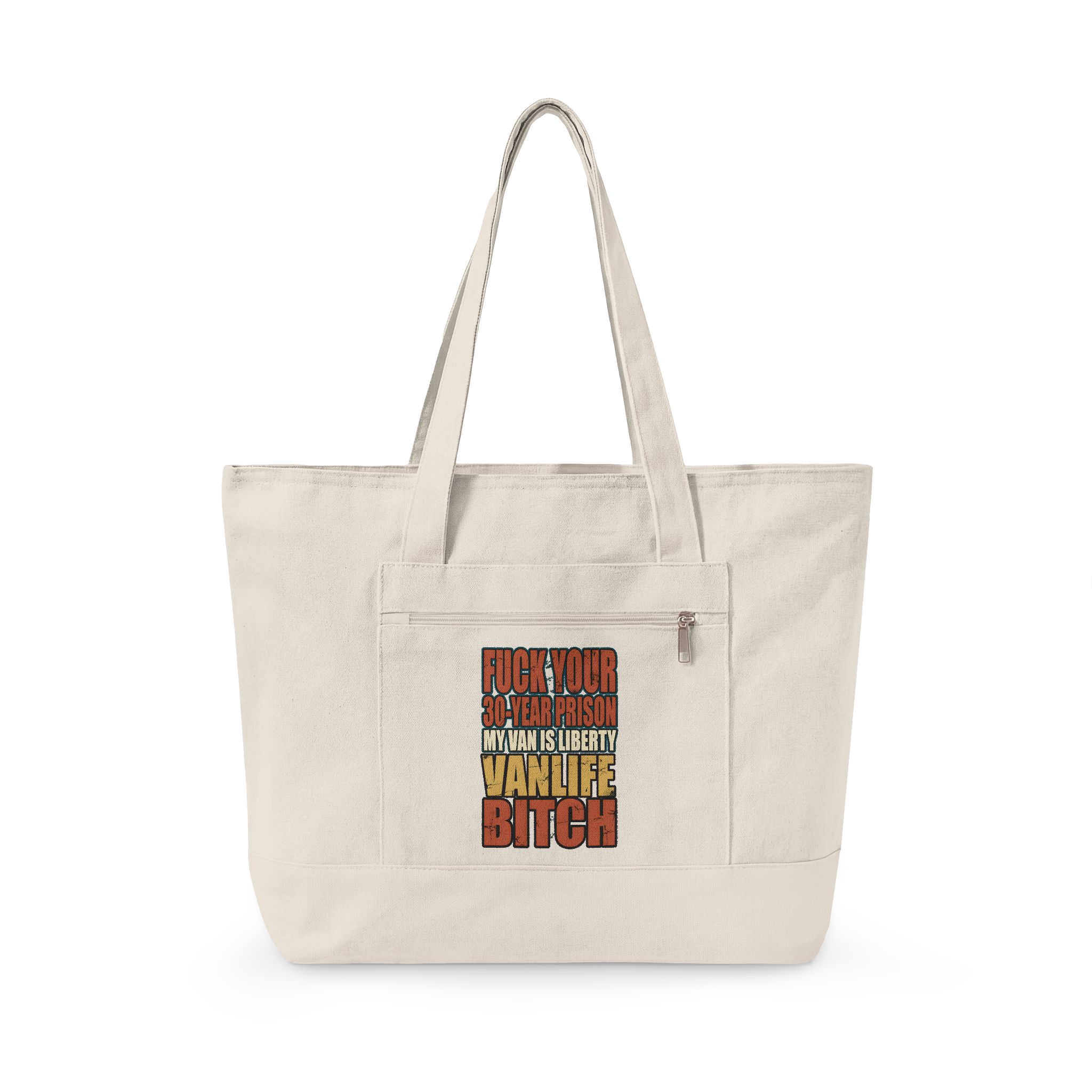 17761689959680199266_2048.jpeg Zippered Canvas Tote — "Fuck Your 30-Years Prison" (Design F**K-Line)