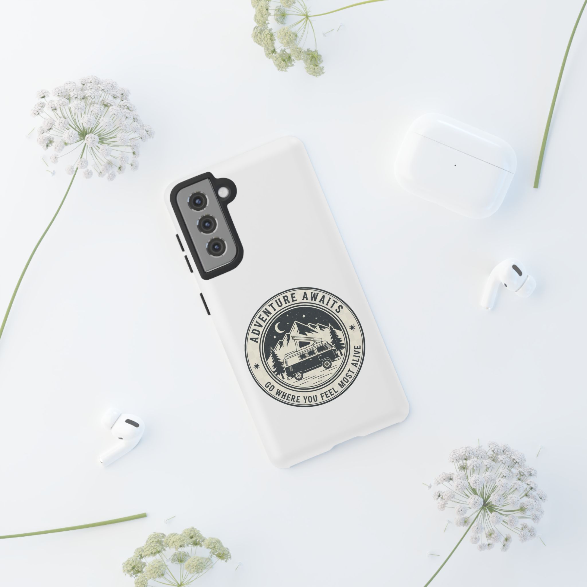 Phone Case — "Adventure Awaits-Go Where You Feel Most Alive" Camper Van Design