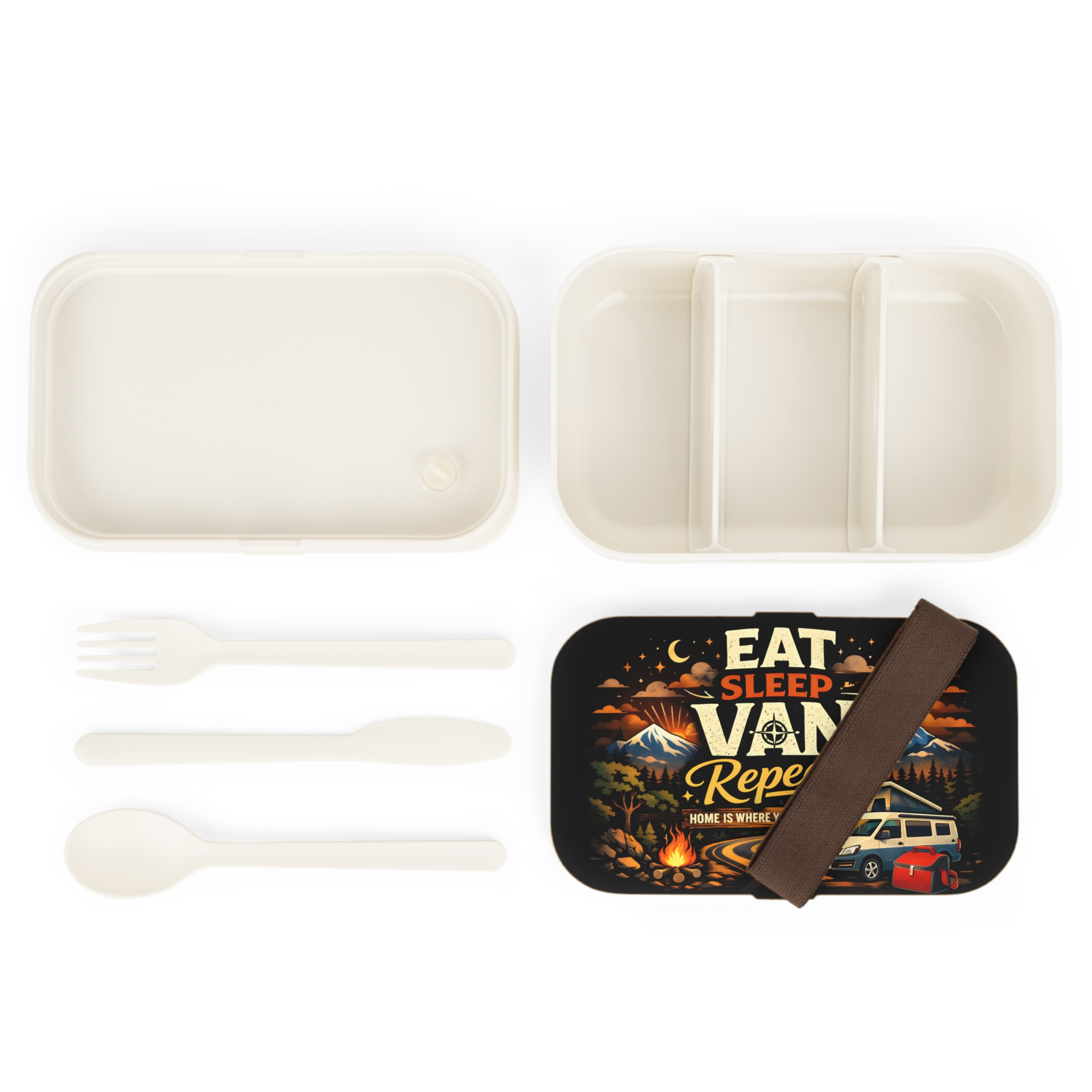 Adventure Camper Bento Box — "Eat Sleep Van Repeat" Camping Lunchbox for Vanlife & Outdoor Lovers