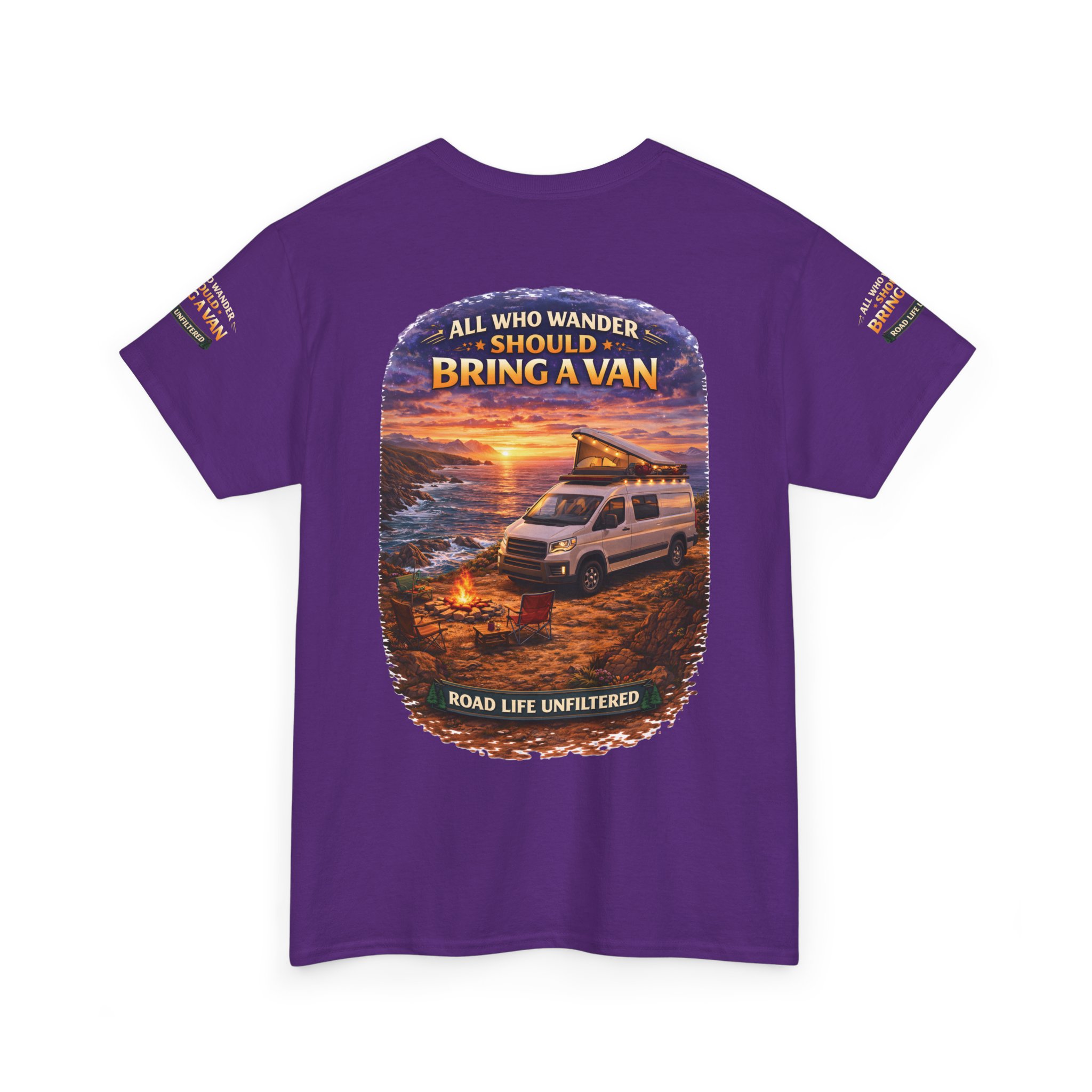 Unisex Heavy Cotton Tee — "All Who wander Should Bring A Van" Design Scenic-Line