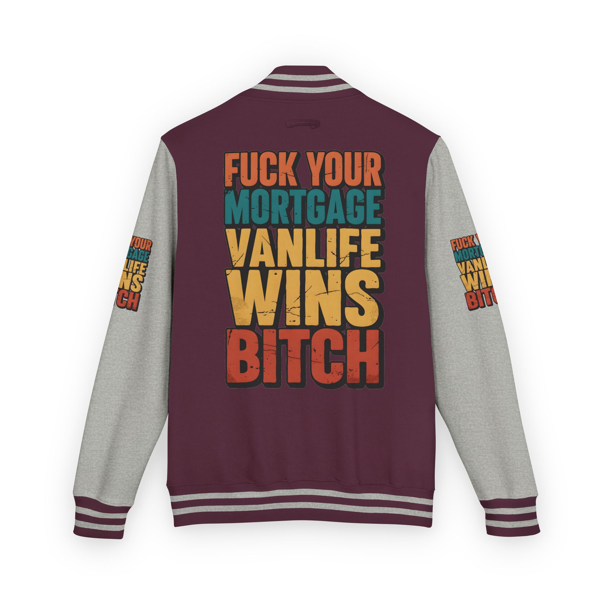 Unisex Heavyweight Letterman Jacket — "Fuck Your Mortgage" Design F**K-Line