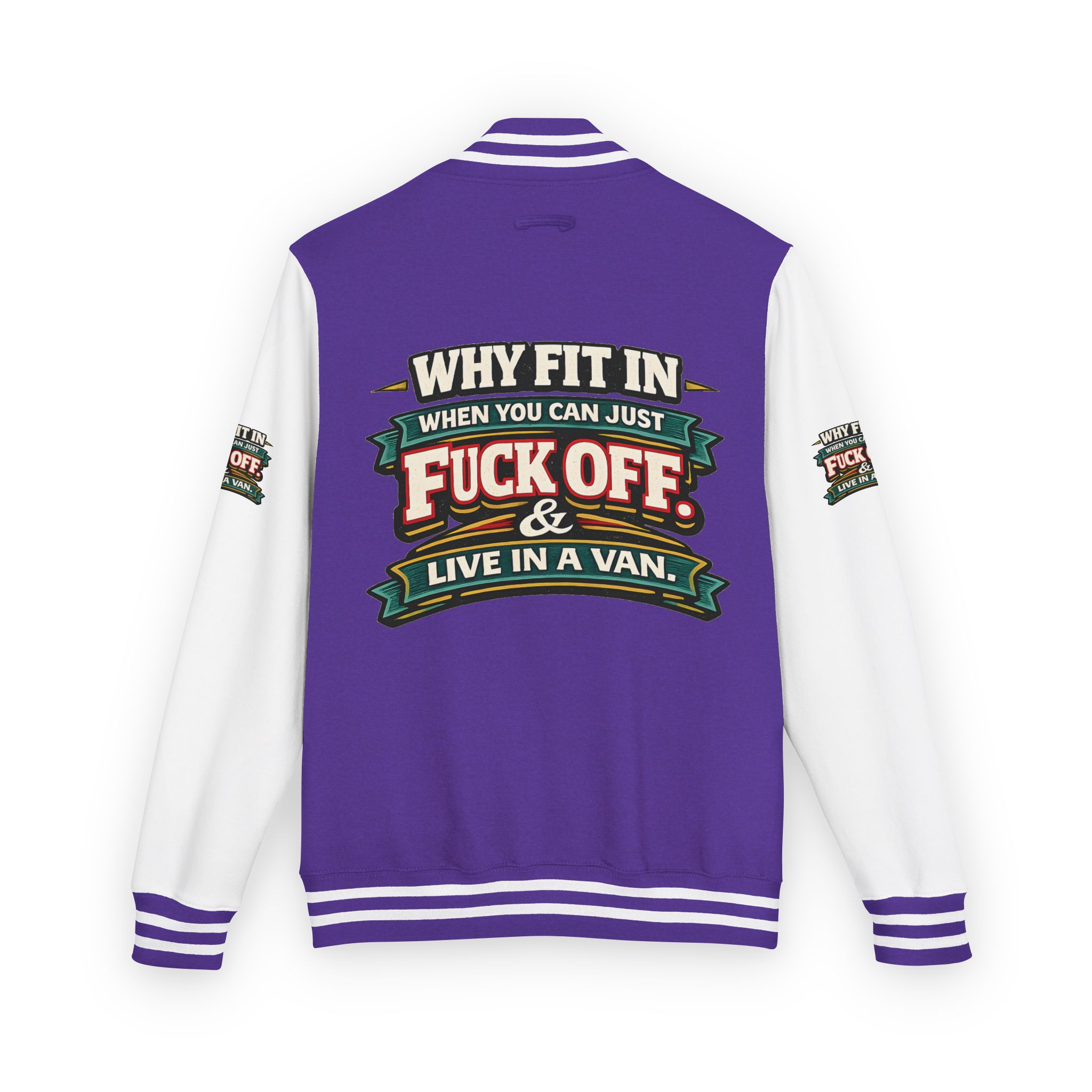 Unisex Heavyweight Letterman Jacket — "Why Fit In" Design F**K-Line