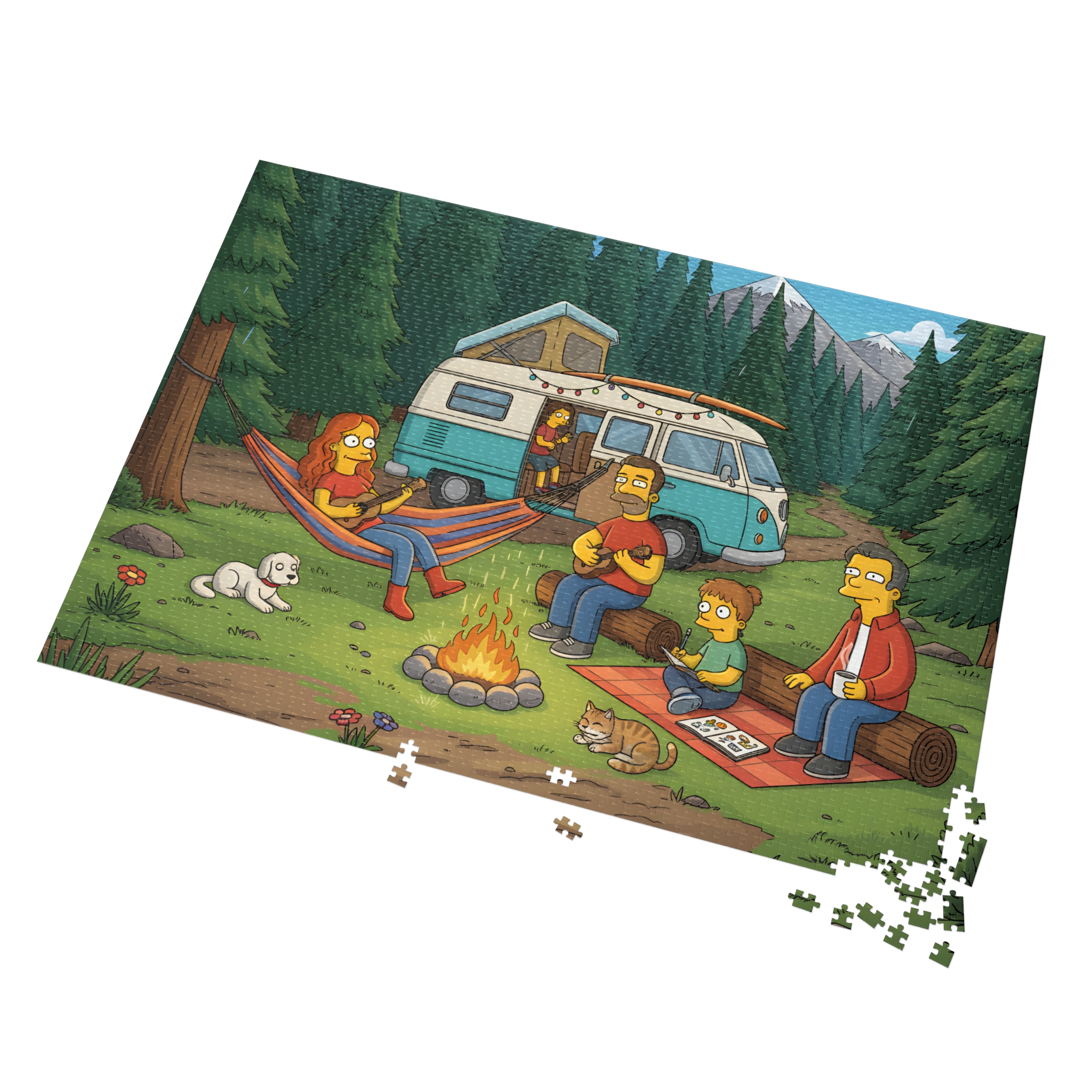 Jigsaw Puzzle with Tin — Scenic Campervan Campfire