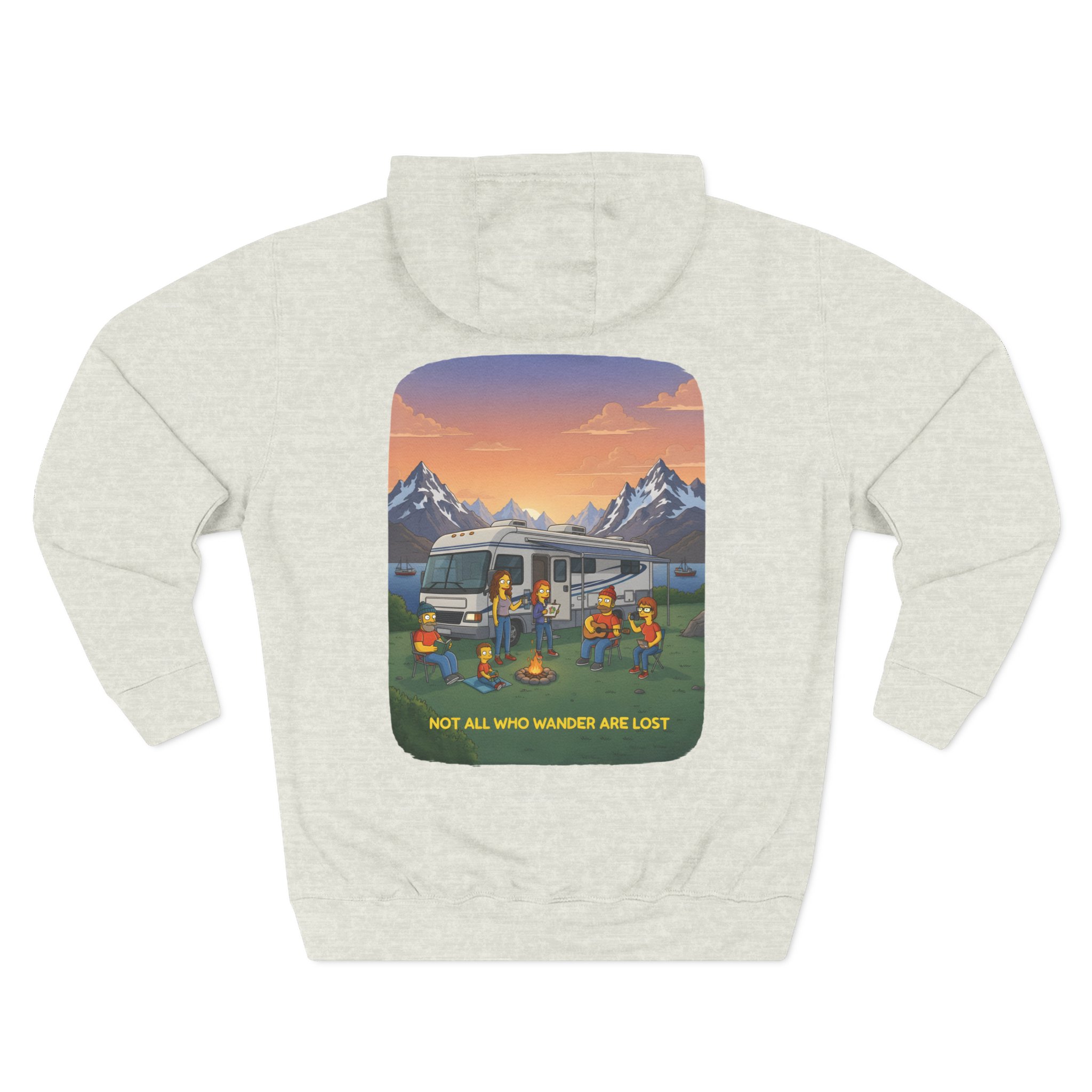 Three-Panel Fleece Hoodie - "Not All Who Wander Are Lost" Design Sitcom-Line