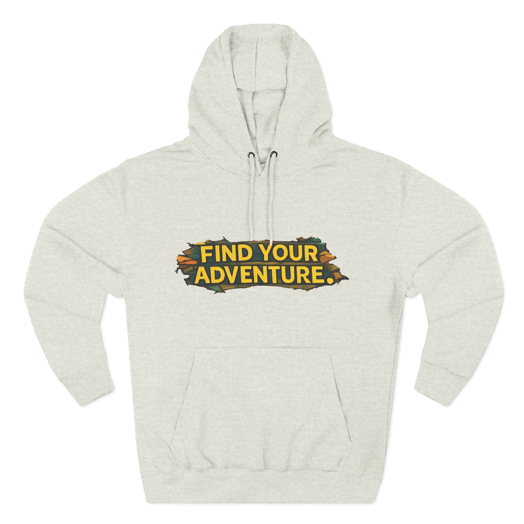 Three-Panel Fleece Hoodie - ""Find Your Adventure"" Design Cubic-Line