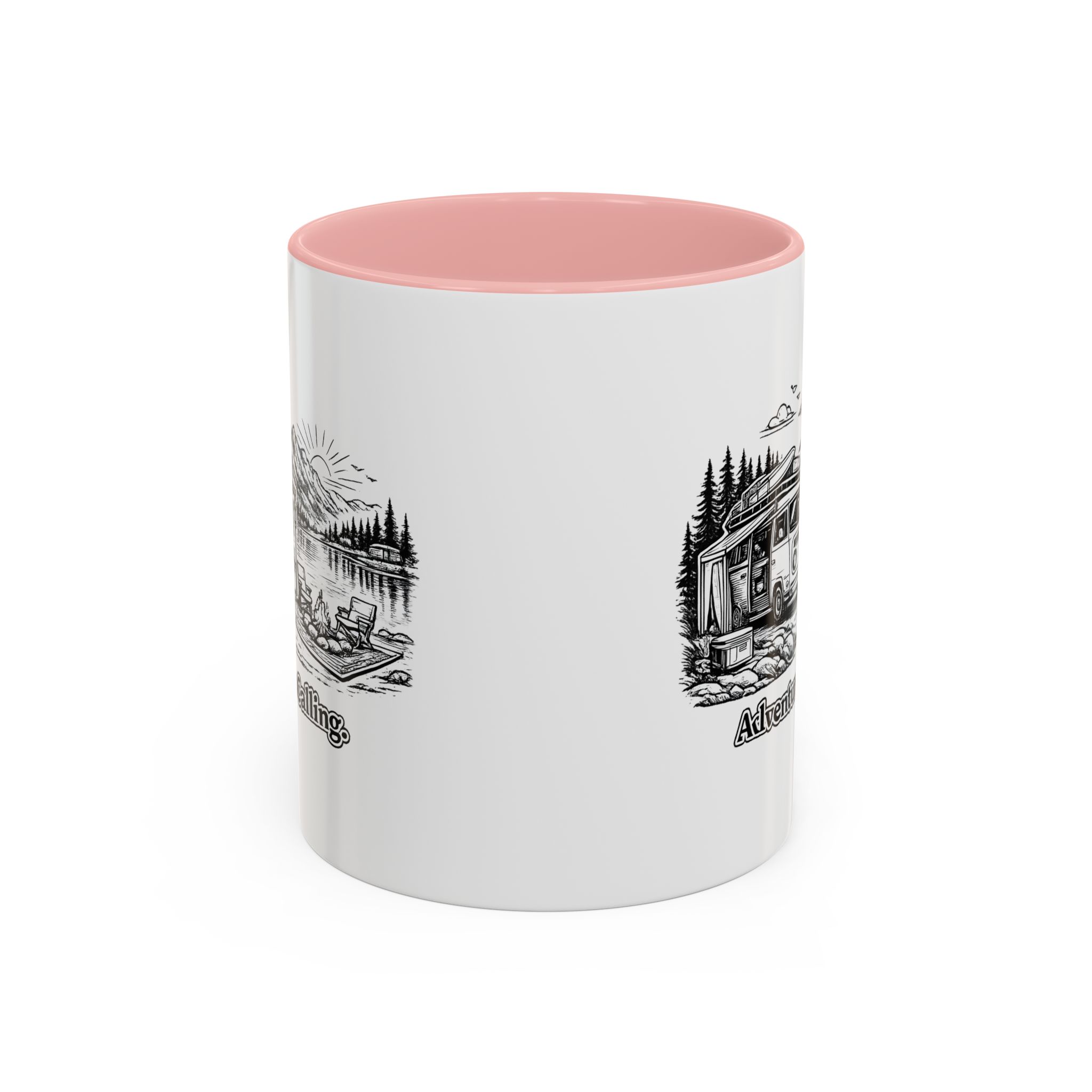 Accent Coffee Mug (11, 15oz) — "Adventure Is Calling" Design Minimal-Line