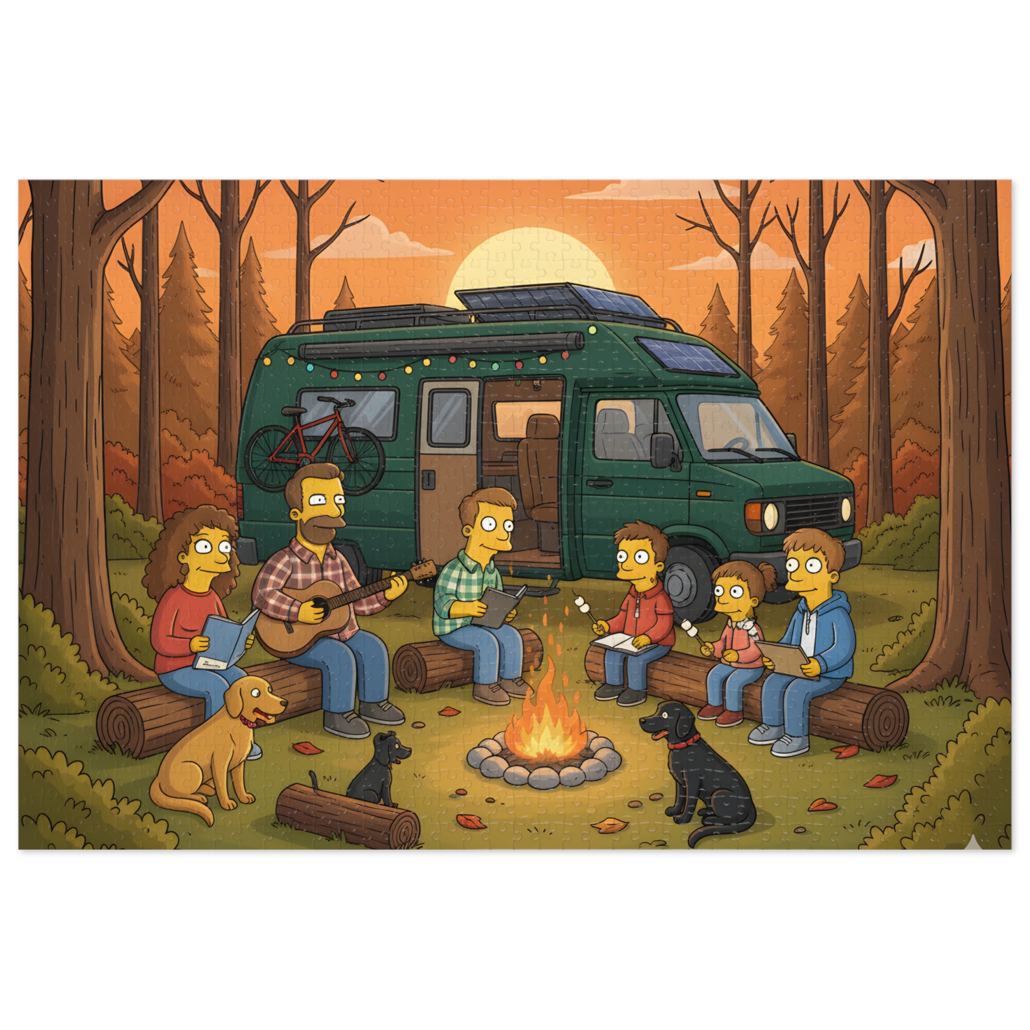 Jigsaw Puzzle with Tin — Scenic Camper Van Campfire