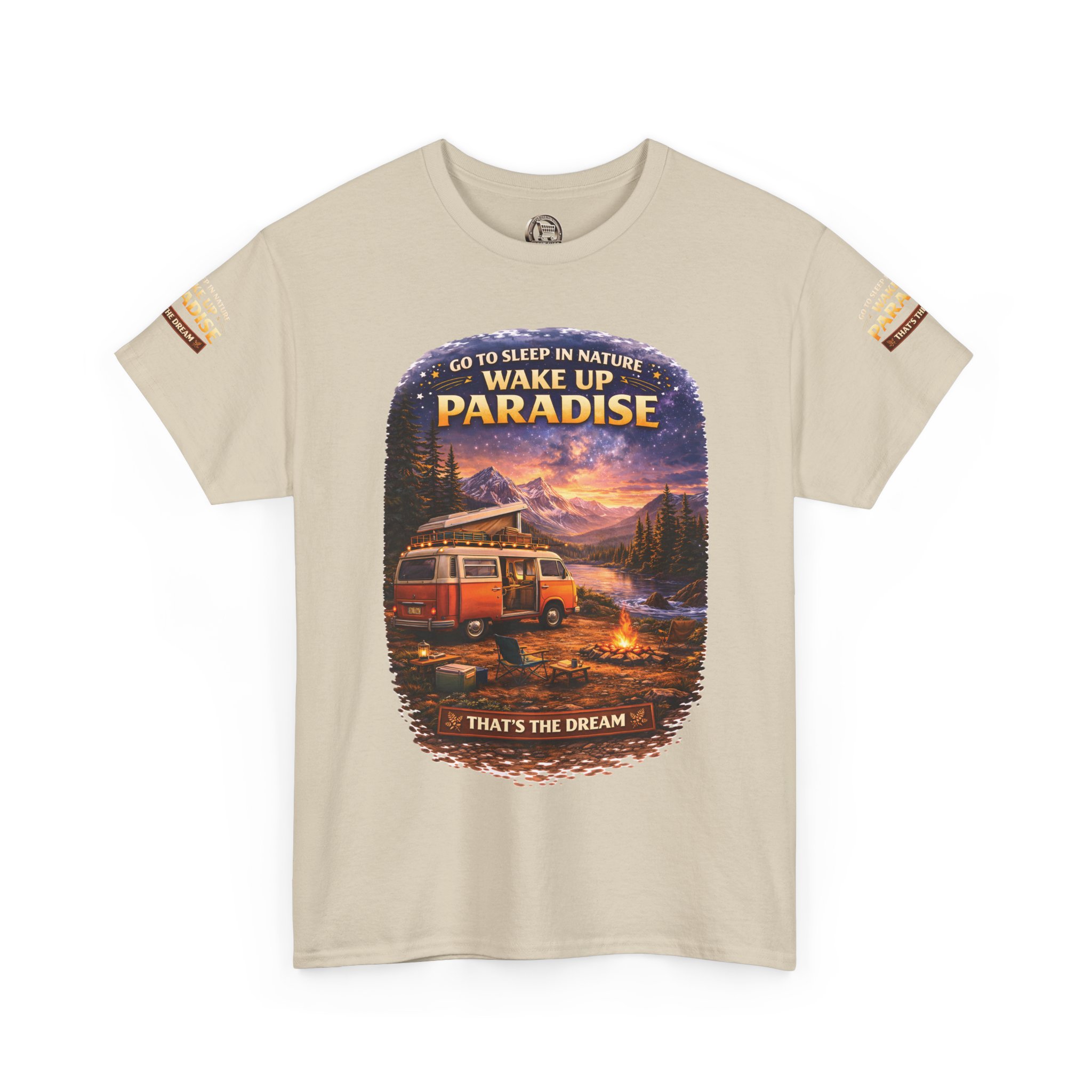 Unisex Heavy Cotton Tee — "Go To Sleep In Nature " Design Scenic-Line