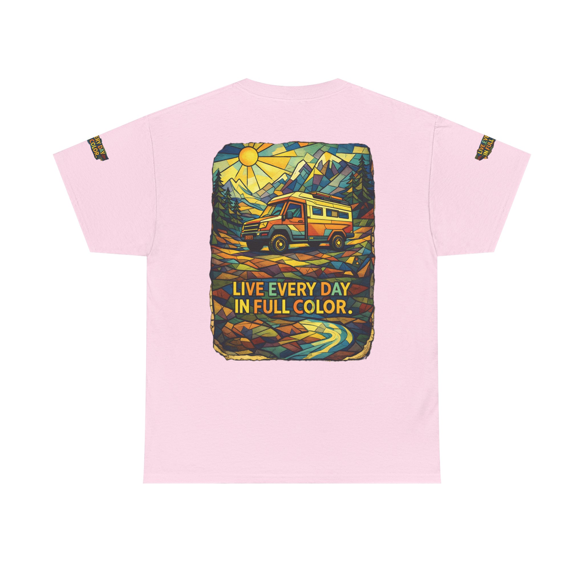 17807325418059368761_2048.jpeg Unisex Heavy Cotton Tee — "Live Life Every Day In Full Color" Design Cubic-Line