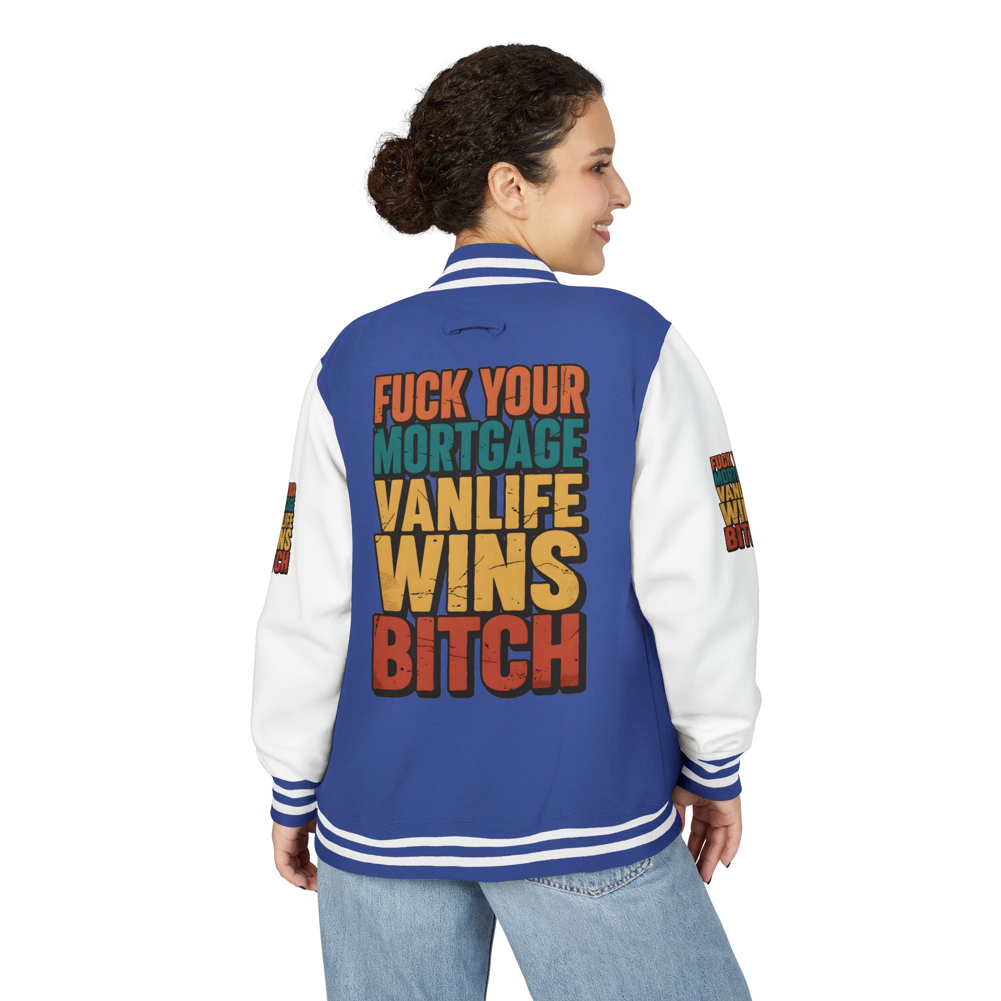 Unisex Heavyweight Letterman Jacket — "Fuck Your Mortgage" Design F**K-Line