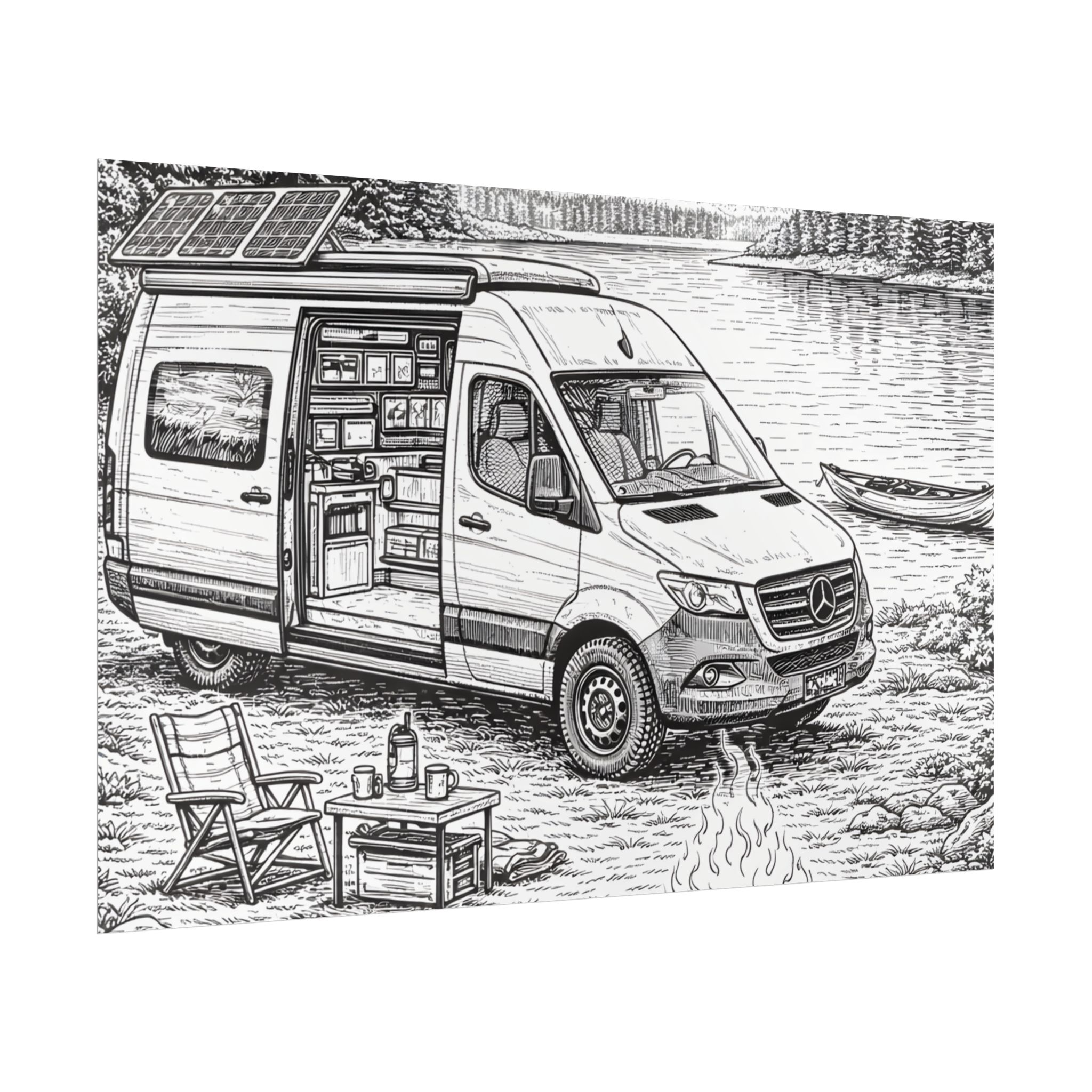 Campervan Poster — Vintage RV Camping Landscape Wall Art