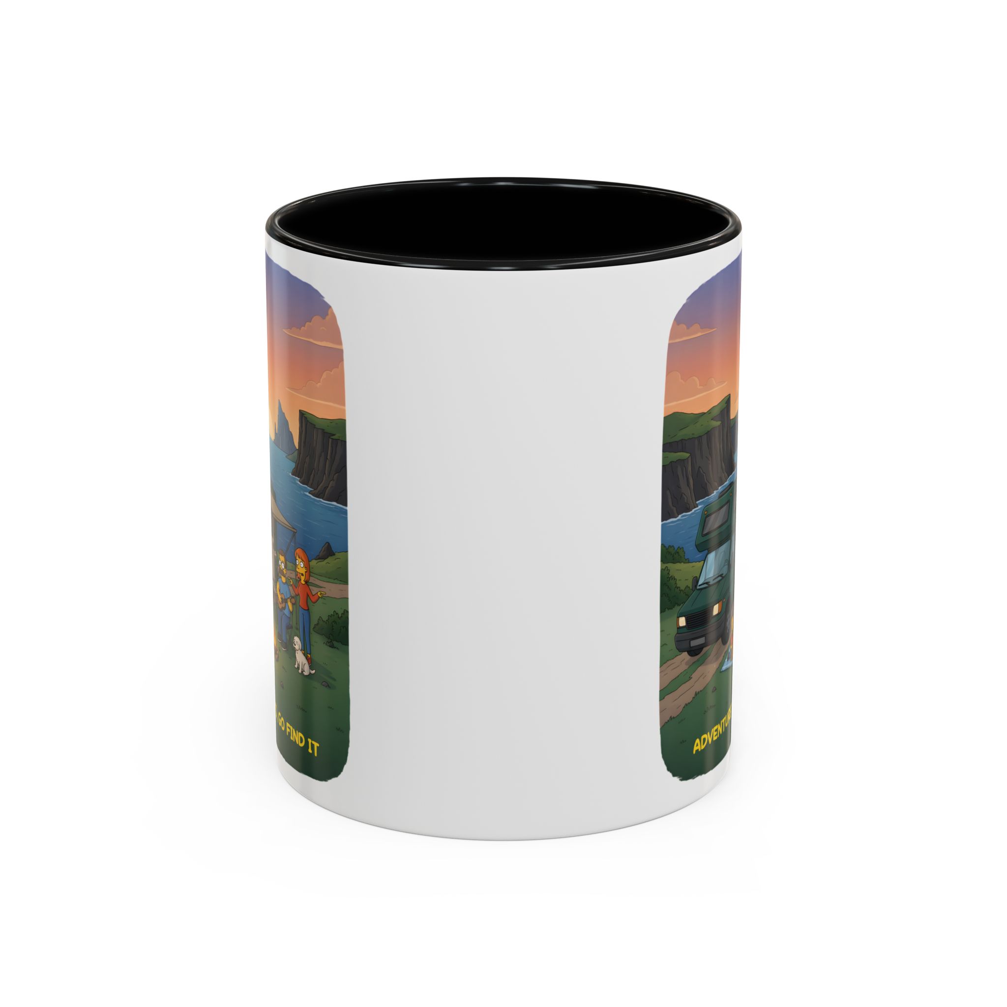 Accent Coffee Mug (11, 15oz) — "Adventure Awaits-Go Find It"" Design Sitcom-Line