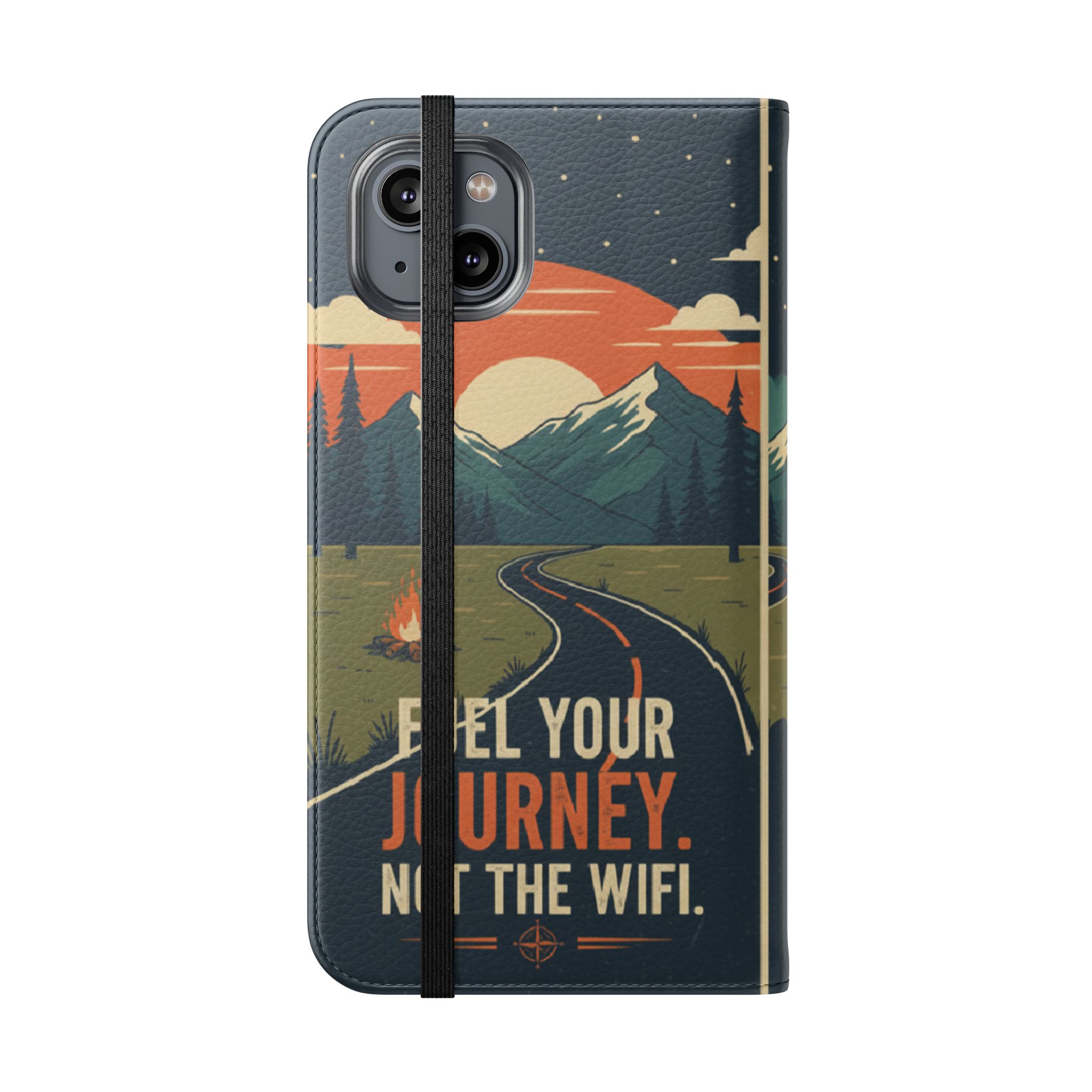 Flip Phone Case — "Fuel Your Journey, Not the Wifi" Wallet Cover